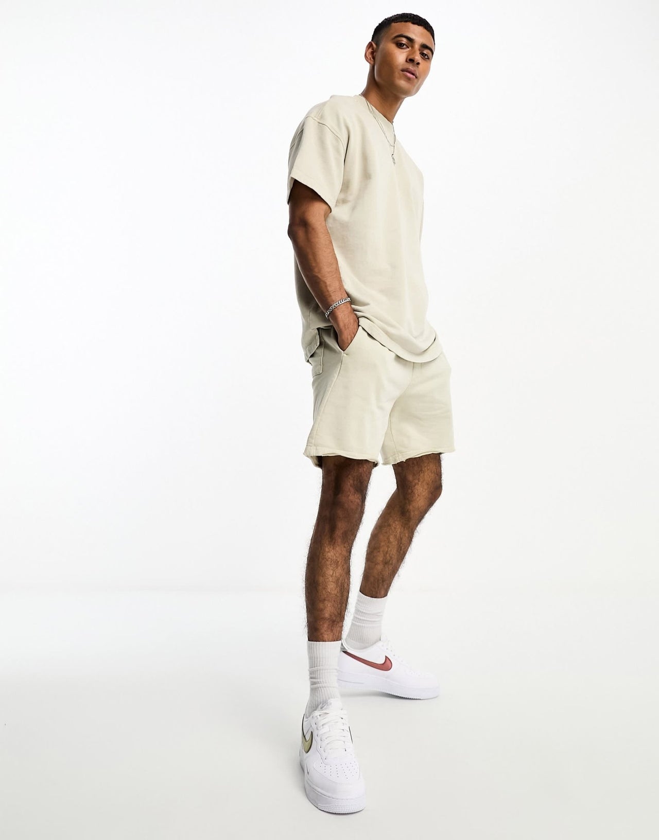 ONLY & SONS co - ord jersey short in washed beige - ASOS Sample Sale
