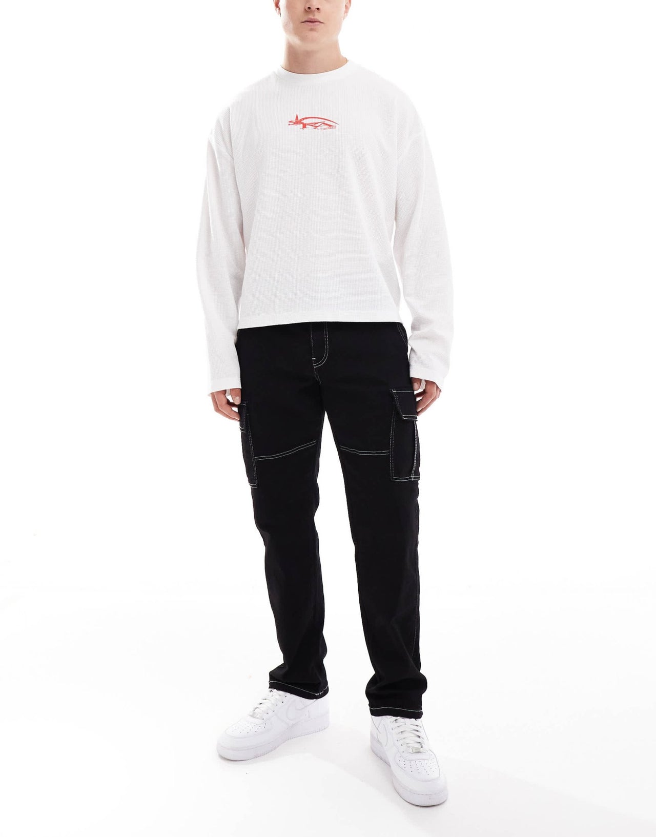 ONLY & SONS Edge straight fit utility pocket jeans with contrast stitch in black - ASOS Sample Sale