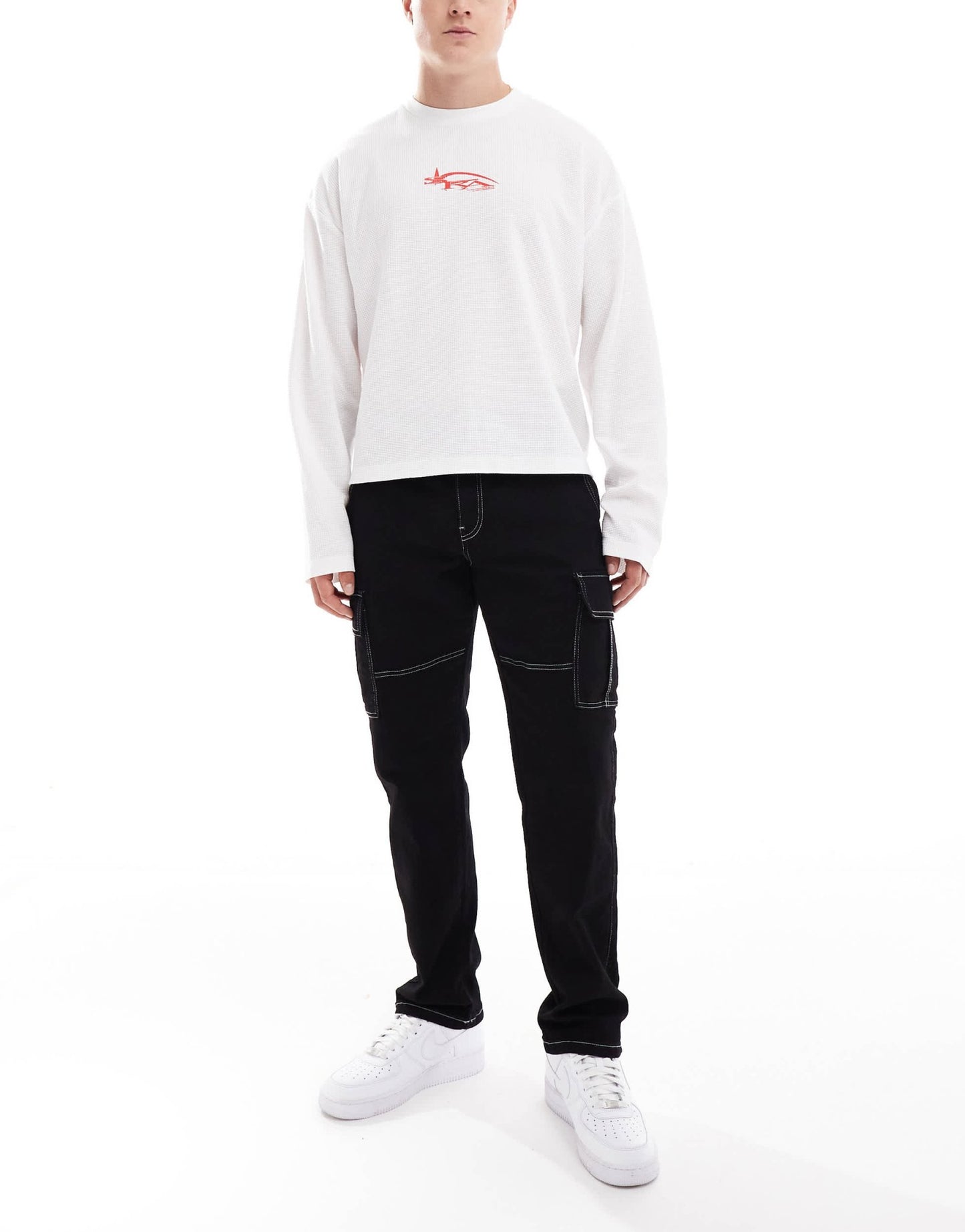 ONLY & SONS Edge straight fit utility pocket jeans with contrast stitch in black - ASOS Sample Sale