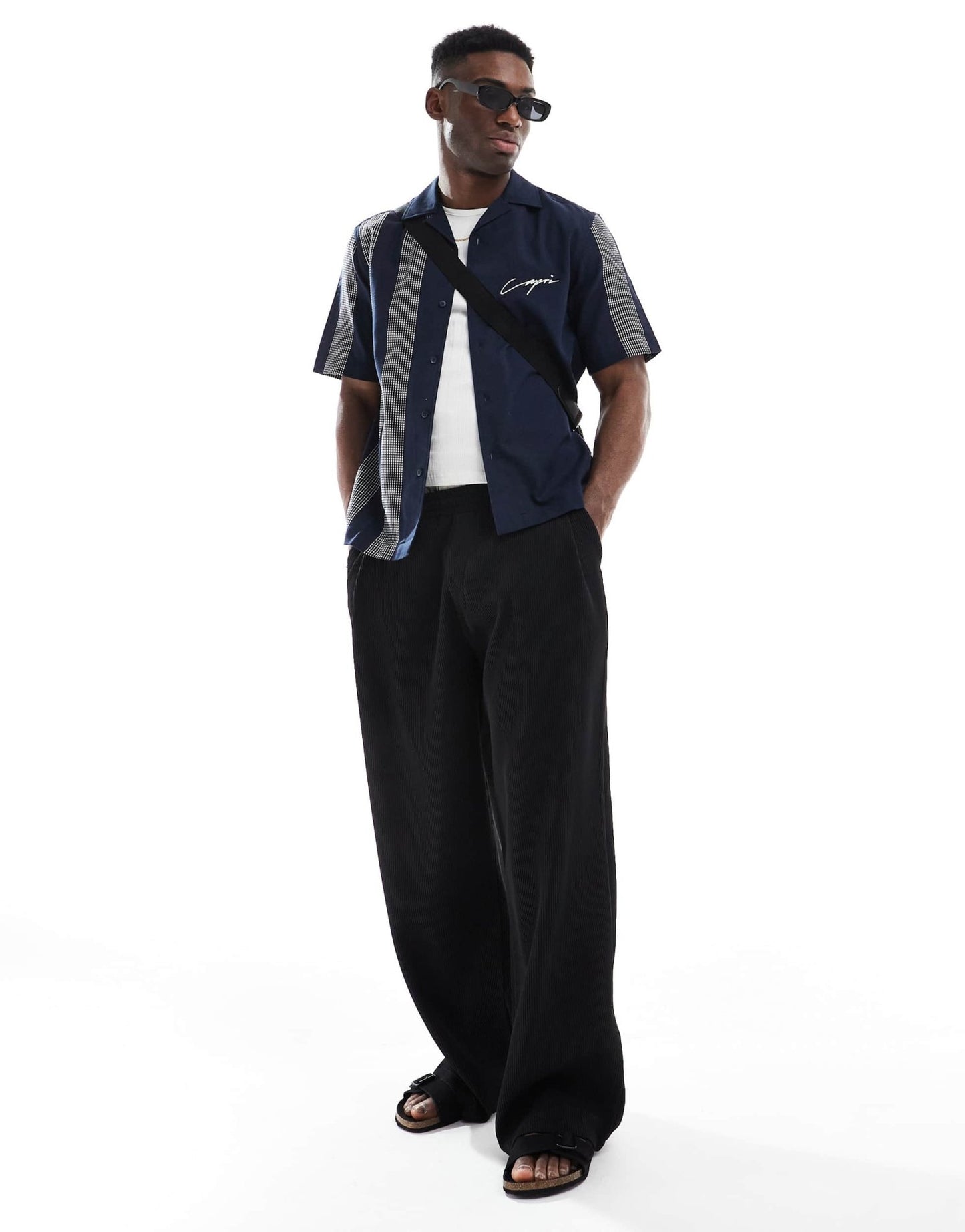 ONLY & SONS embroidered shirt in navy - ASOS Sample Sale