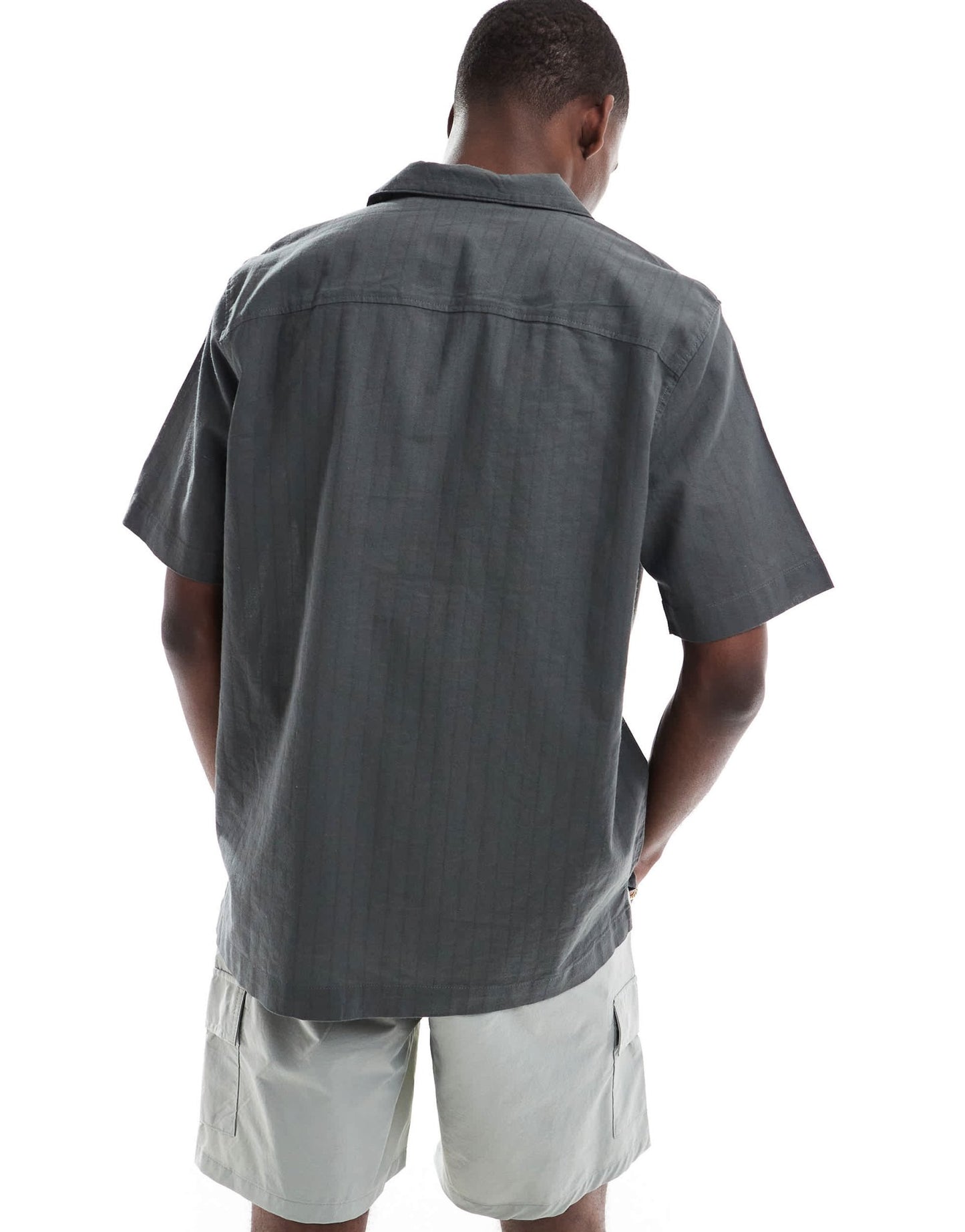 ONLY & SONS embroidery detail resort shirt in grey - ASOS Sample Sale