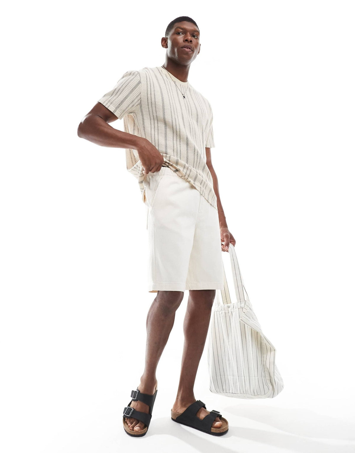 ONLY & SONS Fade loose fit denim short in ecru - ASOS Sample Sale