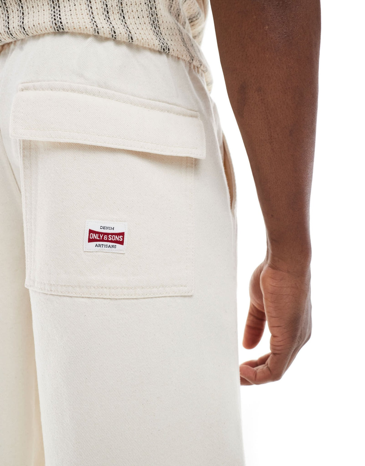 ONLY & SONS Fade loose fit denim short in ecru - ASOS Sample Sale