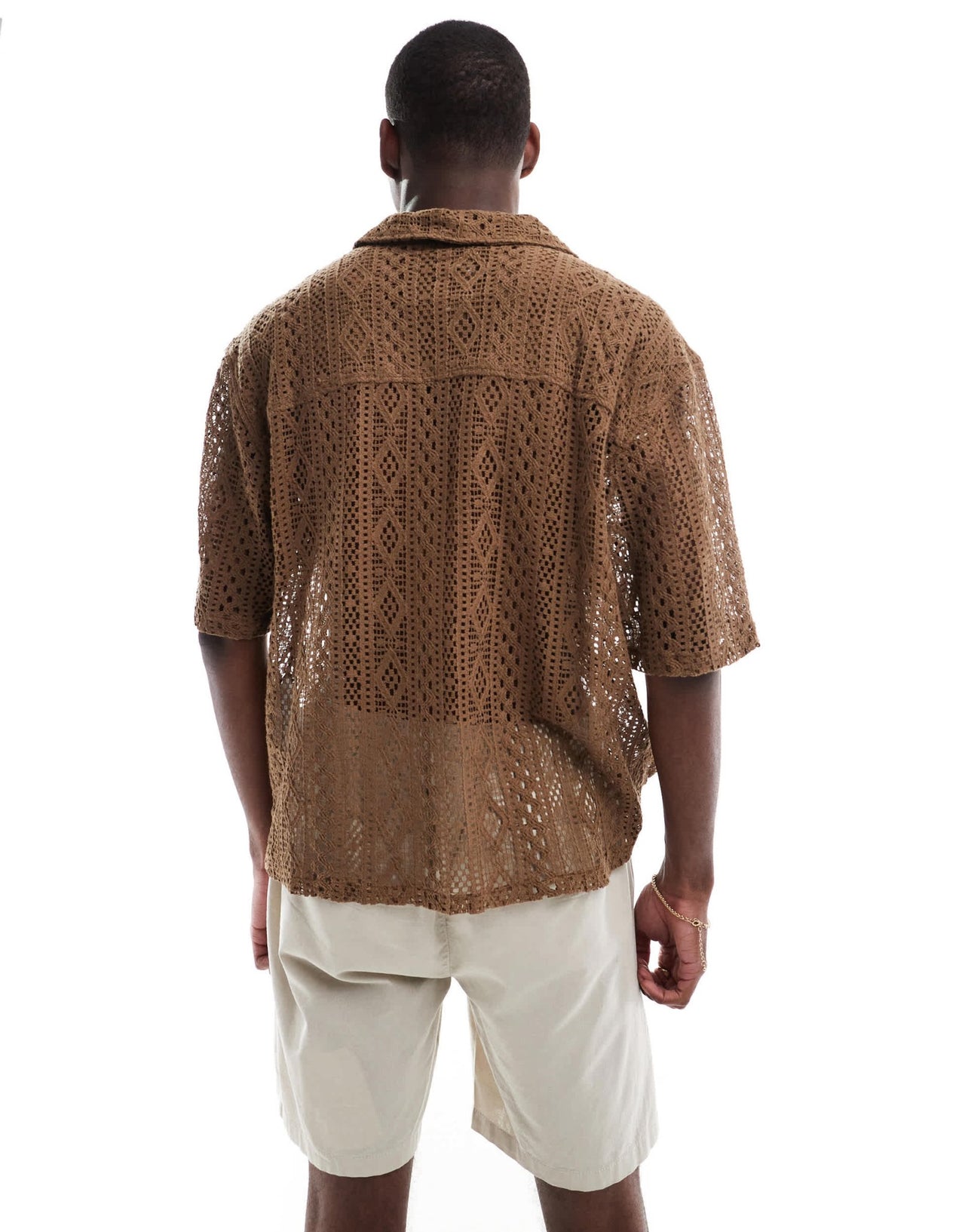 ONLY & SONS lace shirt in brown - ASOS Sample Sale