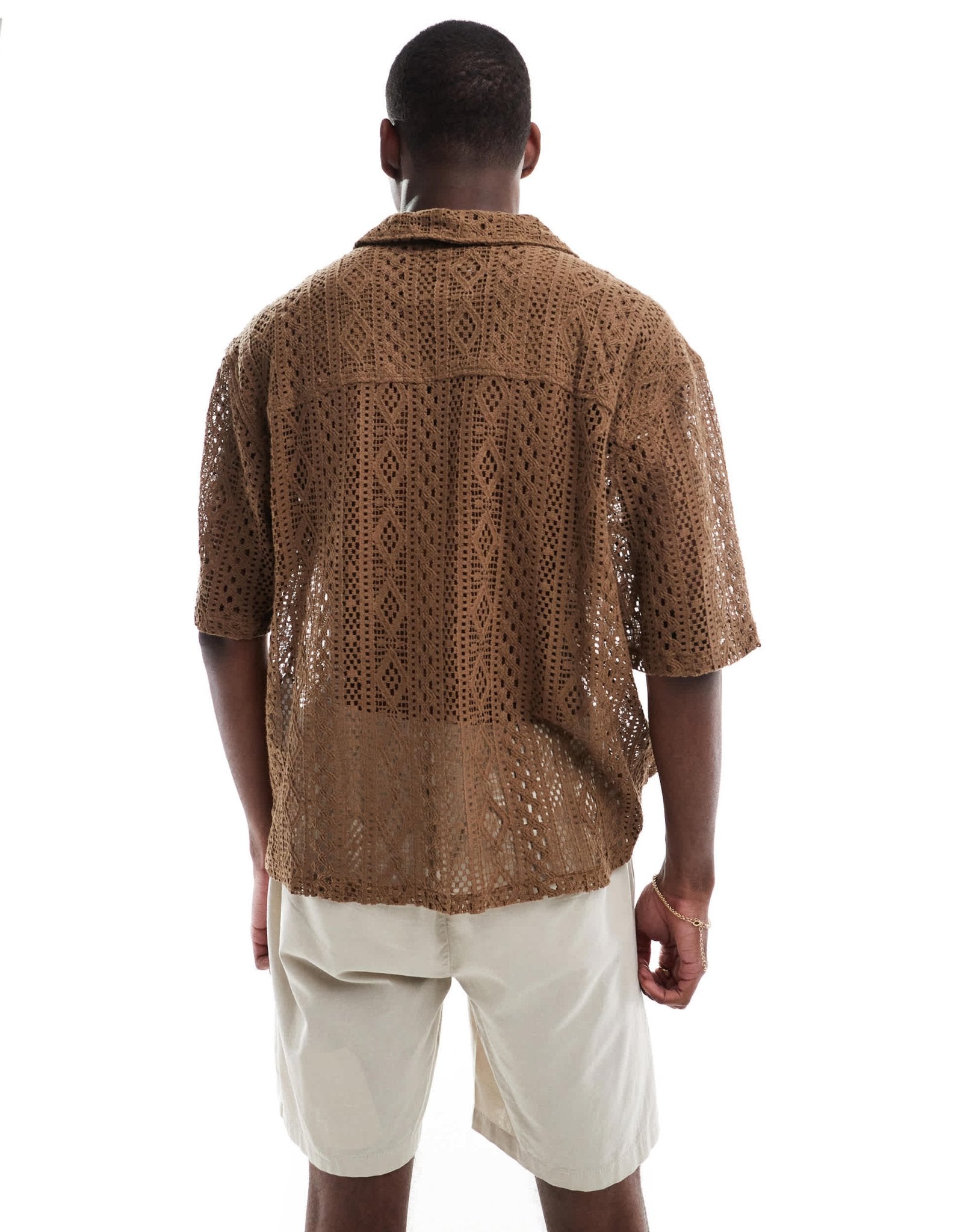ONLY & SONS lace shirt in brown - ASOS Sample Sale