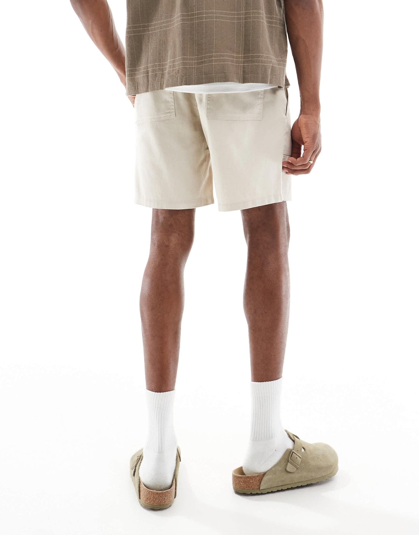 ONLY & SONS linen mix worker short in beige - ASOS Sample Sale