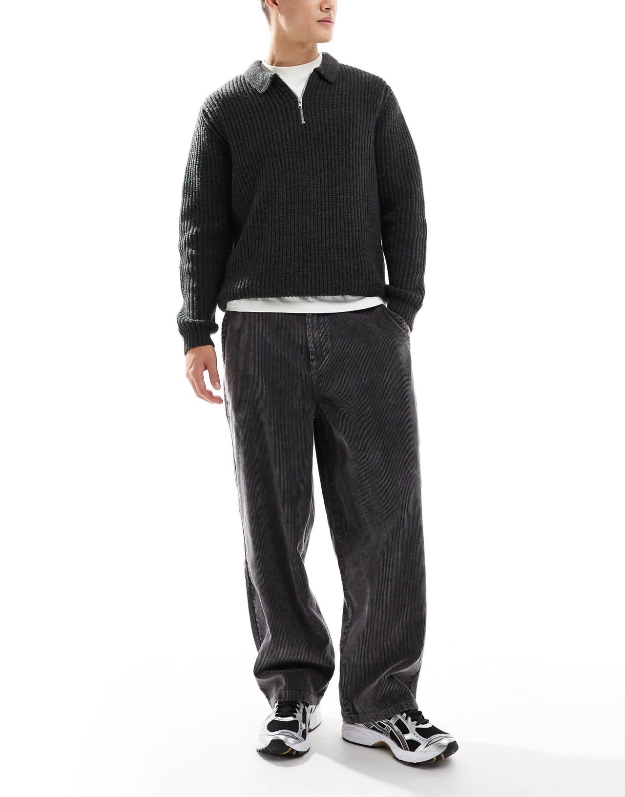 ONLY & SONS loose fit cord trouser in washed grey - ASOS Sample Sale