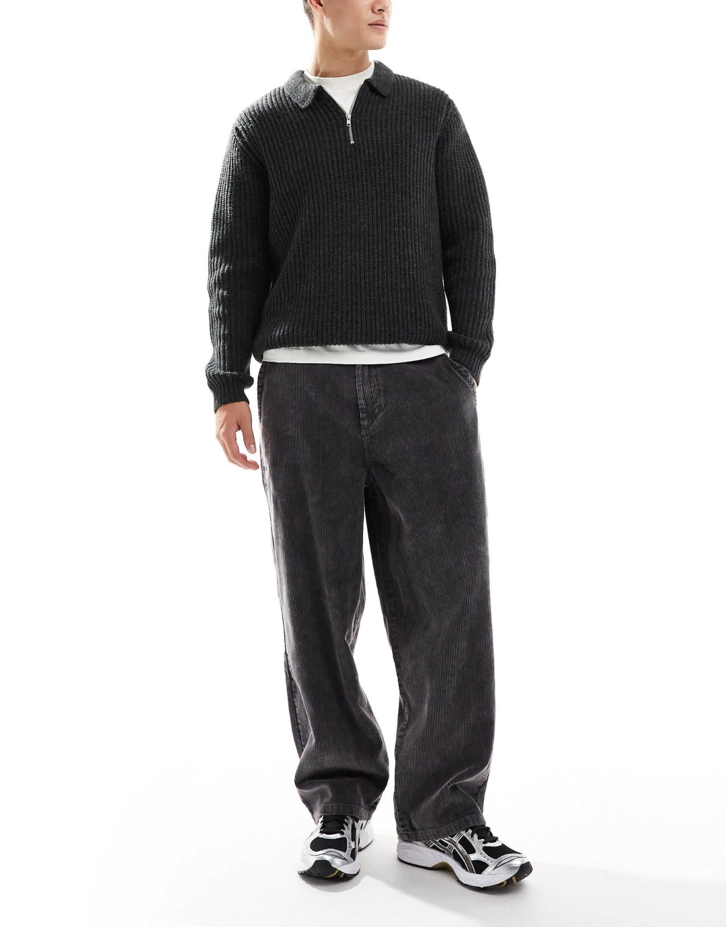 ONLY & SONS loose fit cord trouser in washed grey - ASOS Sample Sale