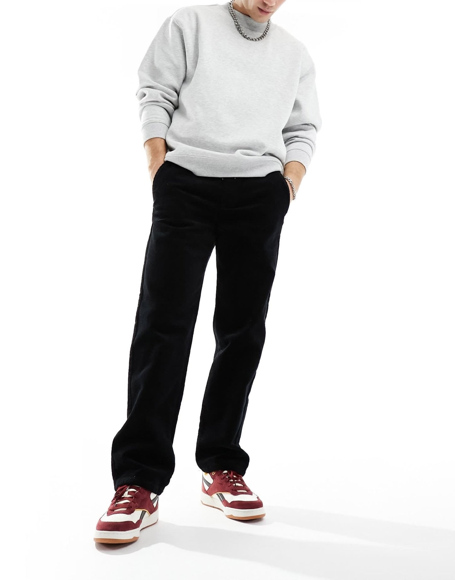 ONLY & SONS loose fit cord trouser with elasticated waist in black - ASOS Sample Sale