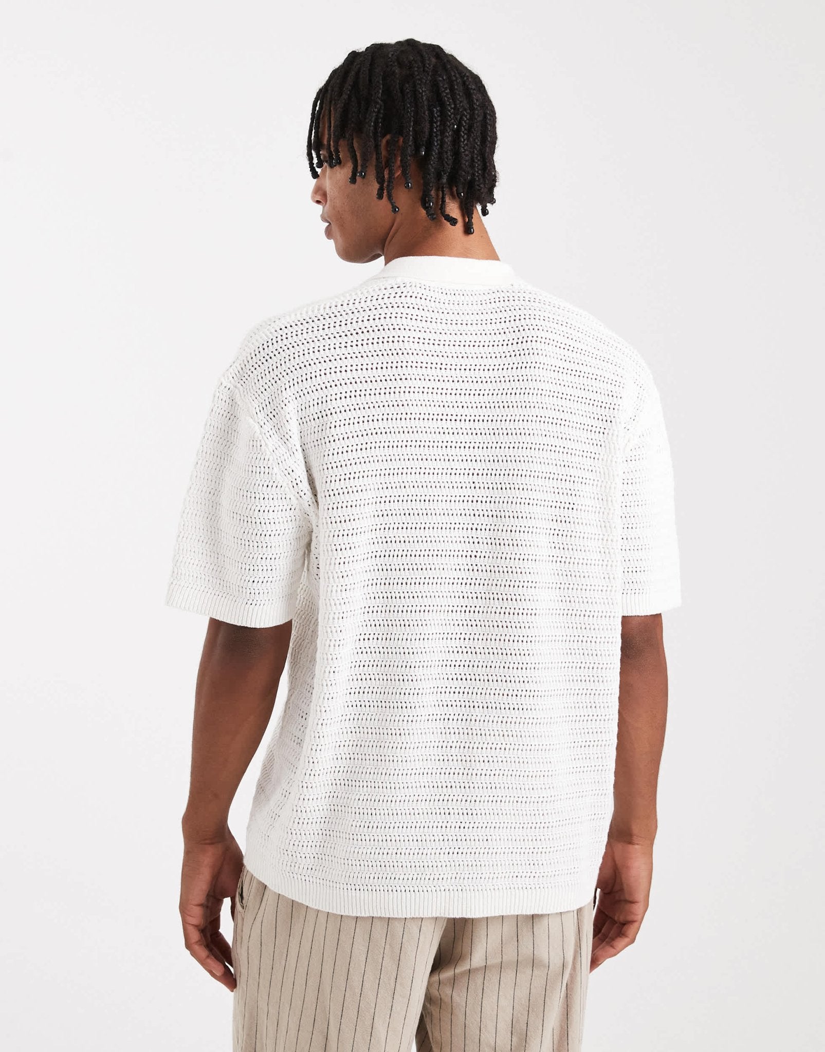 ONLY & SONS loose fit crochet shirt in cream - ASOS Sample Sale