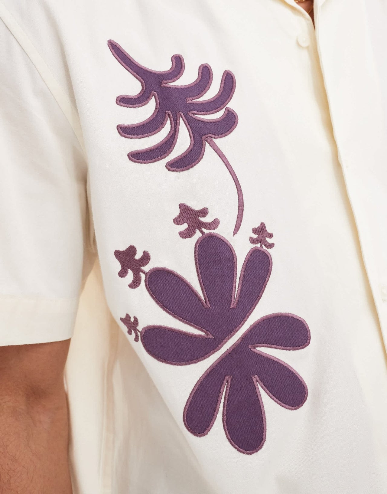 ONLY & SONS loose fit embroidered shirt in off white - ASOS Sample Sale