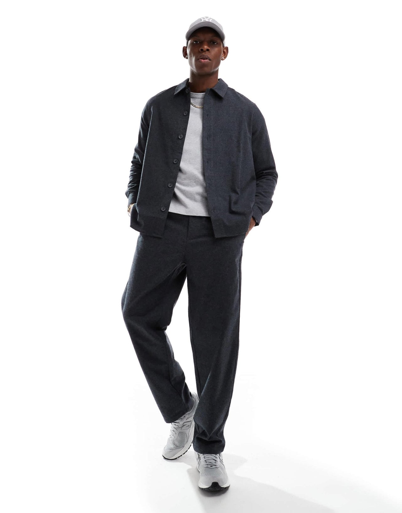 ONLY & SONS loose fit flannel trouser co - ord in charcoal - ASOS Sample Sale