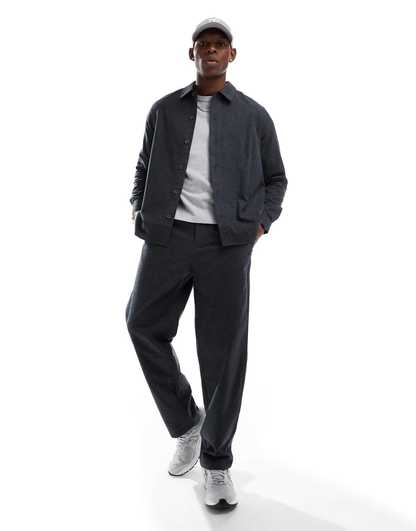 ONLY & SONS loose fit flannel trouser co - ord in charcoal - ASOS Sample Sale