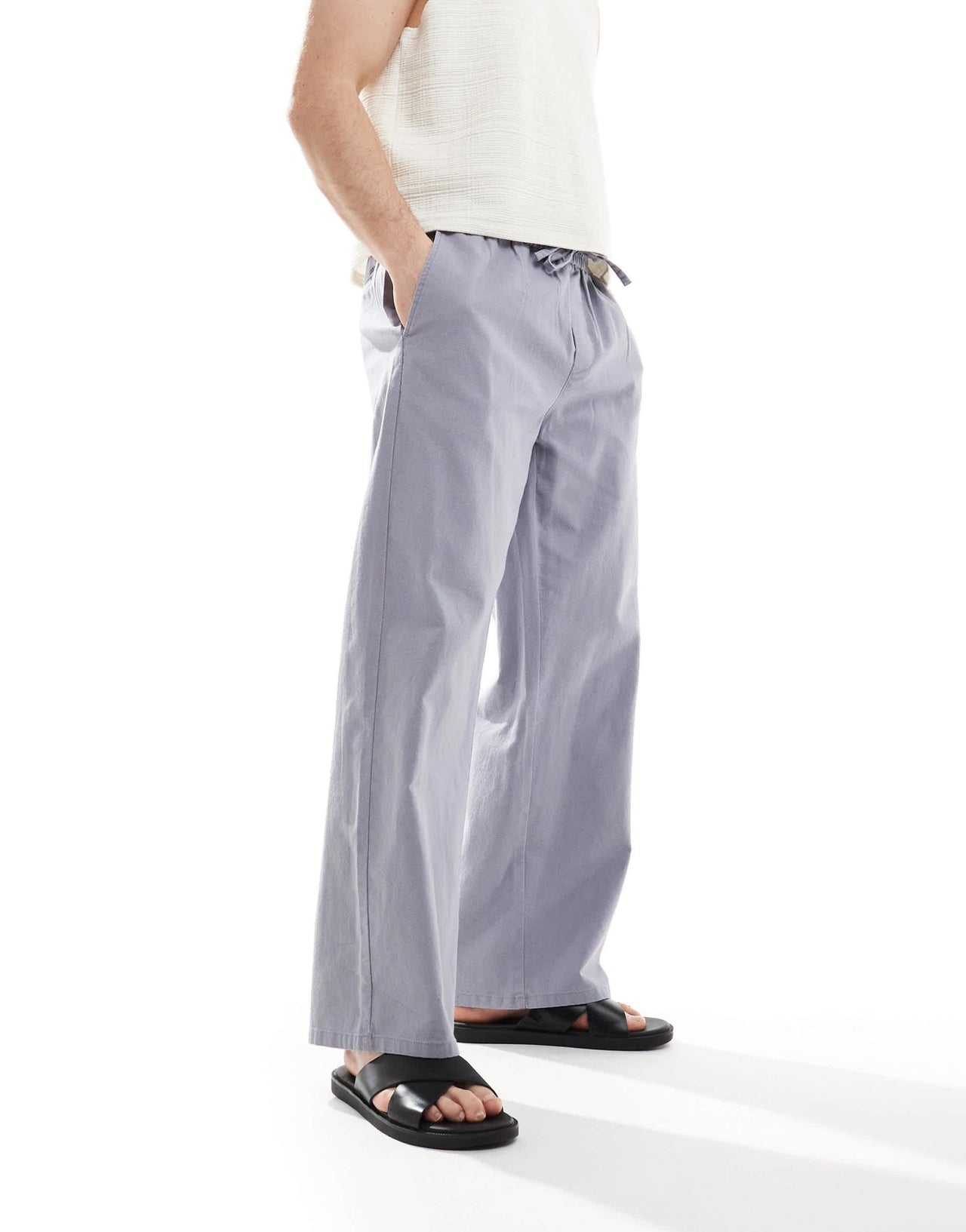ONLY & SONS loose fit linen mix trouser in washed grey - ASOS Sample Sale