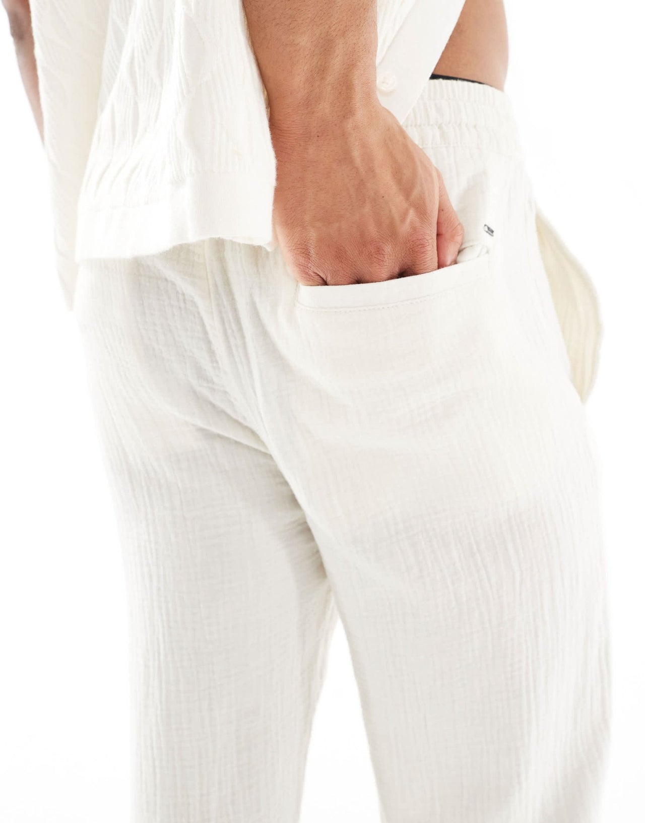 ONLY & SONS loose fit texture trouser co - ord in cream - ASOS Sample Sale