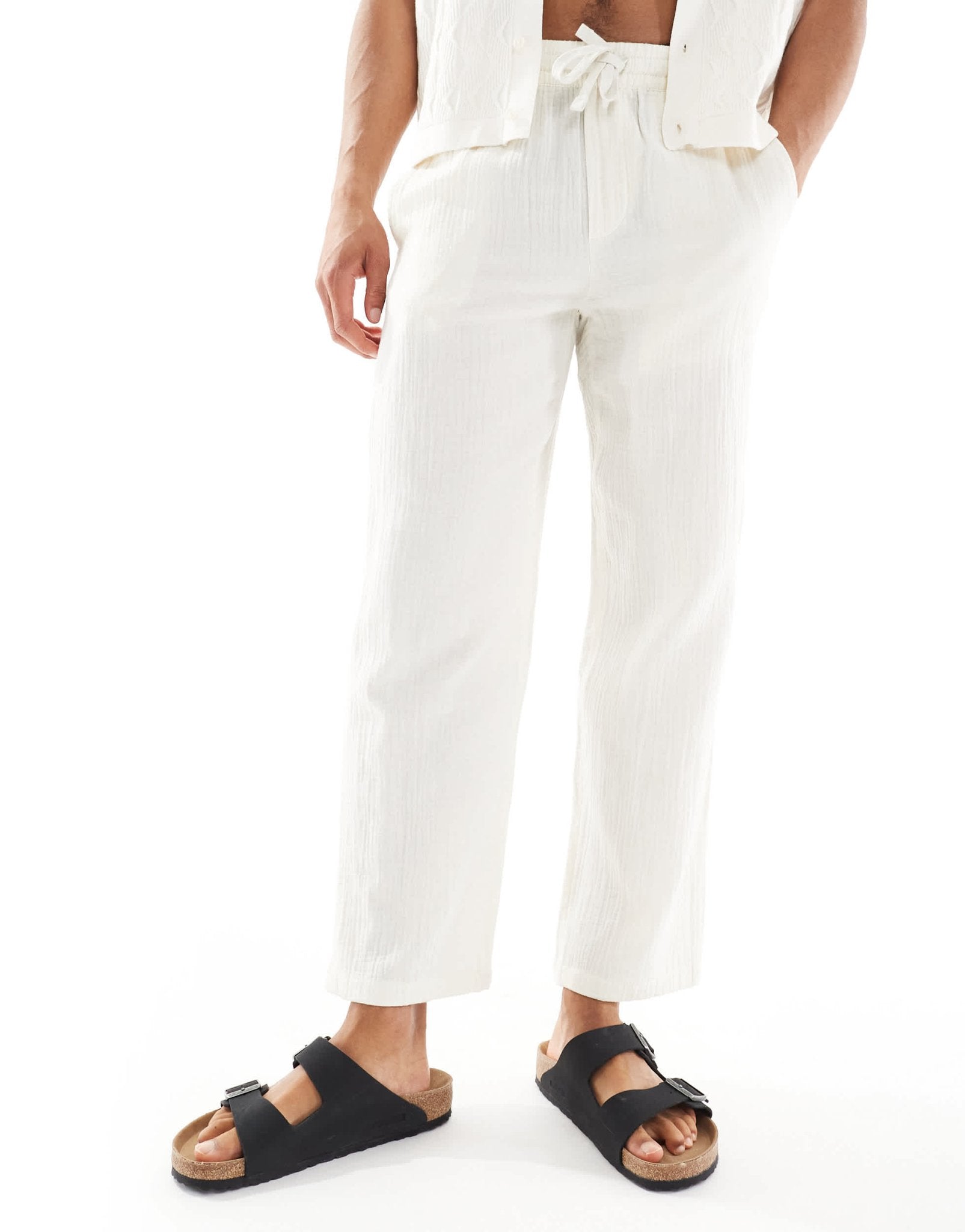ONLY & SONS loose fit texture trouser co - ord in cream - ASOS Sample Sale