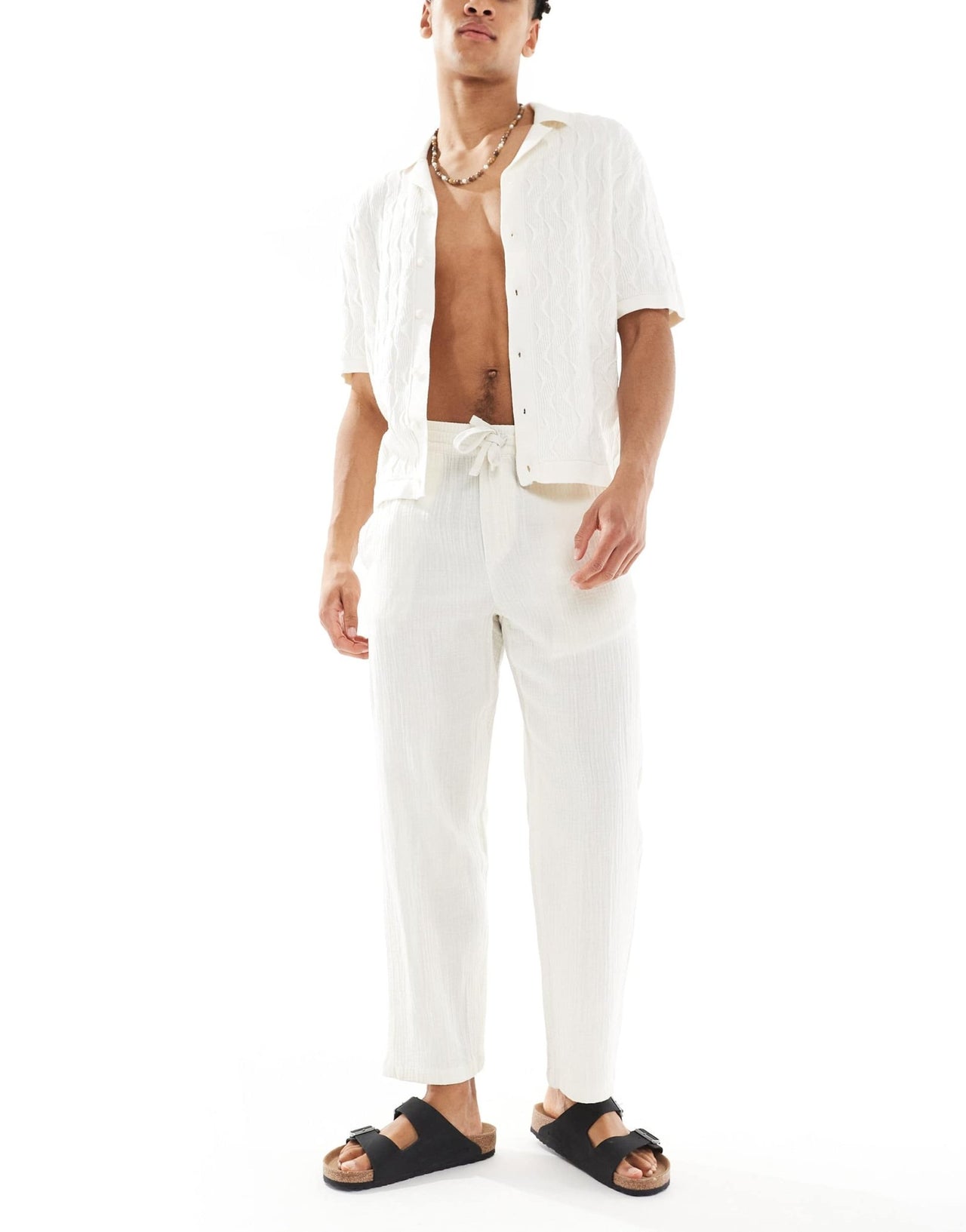 ONLY & SONS loose fit texture trouser co - ord in cream - ASOS Sample Sale