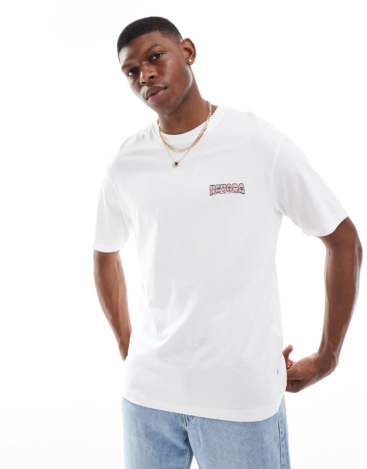 ONLY & SONS oversized t-shirt with Nevada back print in white - ASOS Sample Sale