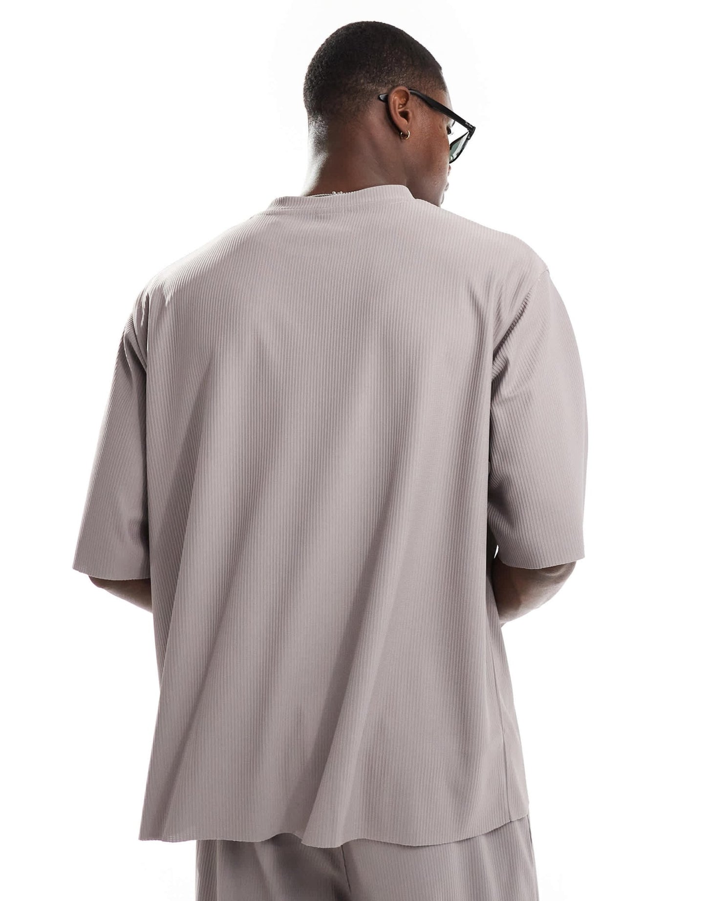 ONLY & SONS plisse super oversized t-shirt co - ord in grey - ASOS Sample Sale