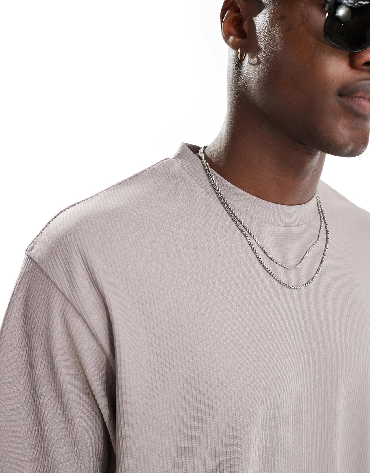 ONLY & SONS plisse super oversized t-shirt co - ord in grey - ASOS Sample Sale