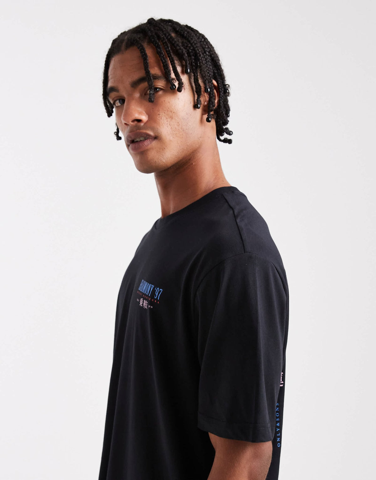 ONLY & SONS relaxed fit t-shirt with harmony 97 back print in black - ASOS Sample Sale