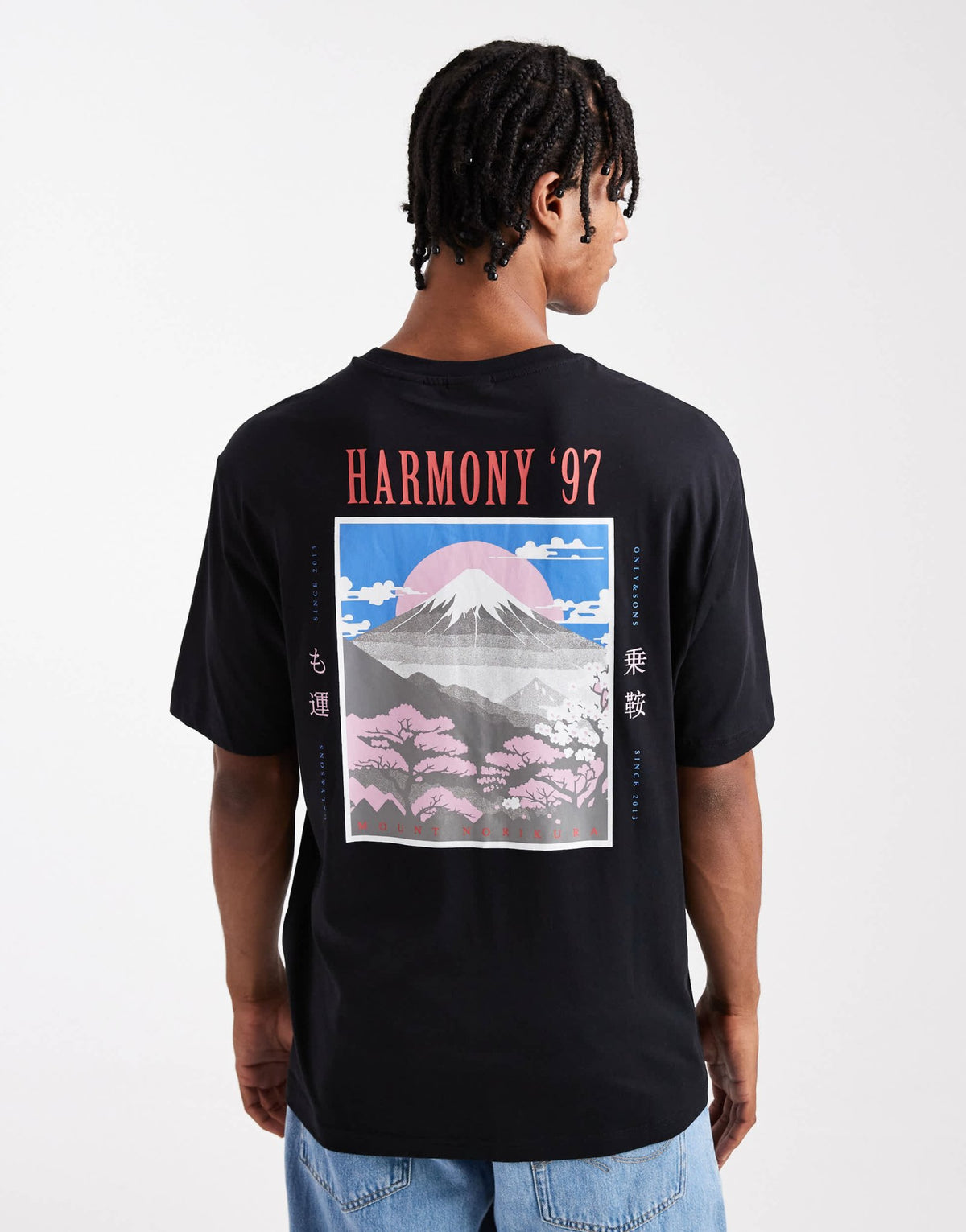 ONLY & SONS relaxed fit t-shirt with harmony 97 back print in black - ASOS Sample Sale
