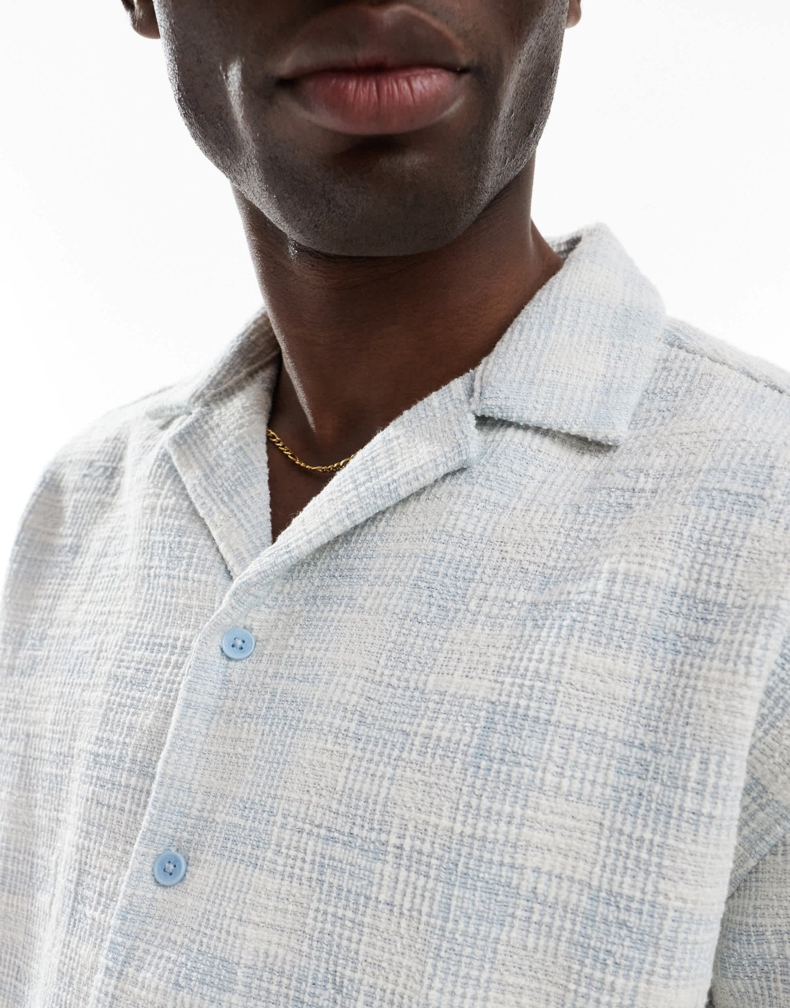 ONLY & SONS relaxed fit textured shirt in light blue check - ASOS Sample Sale