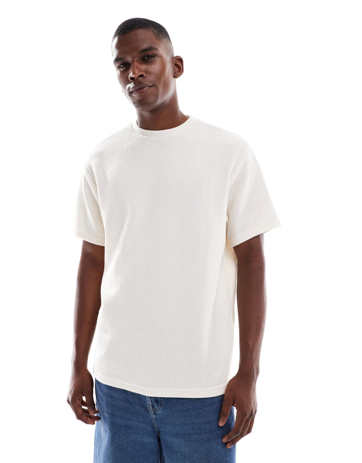 ONLY & SONS relaxed fit textured t-shirt in ecru - ASOS Sample Sale