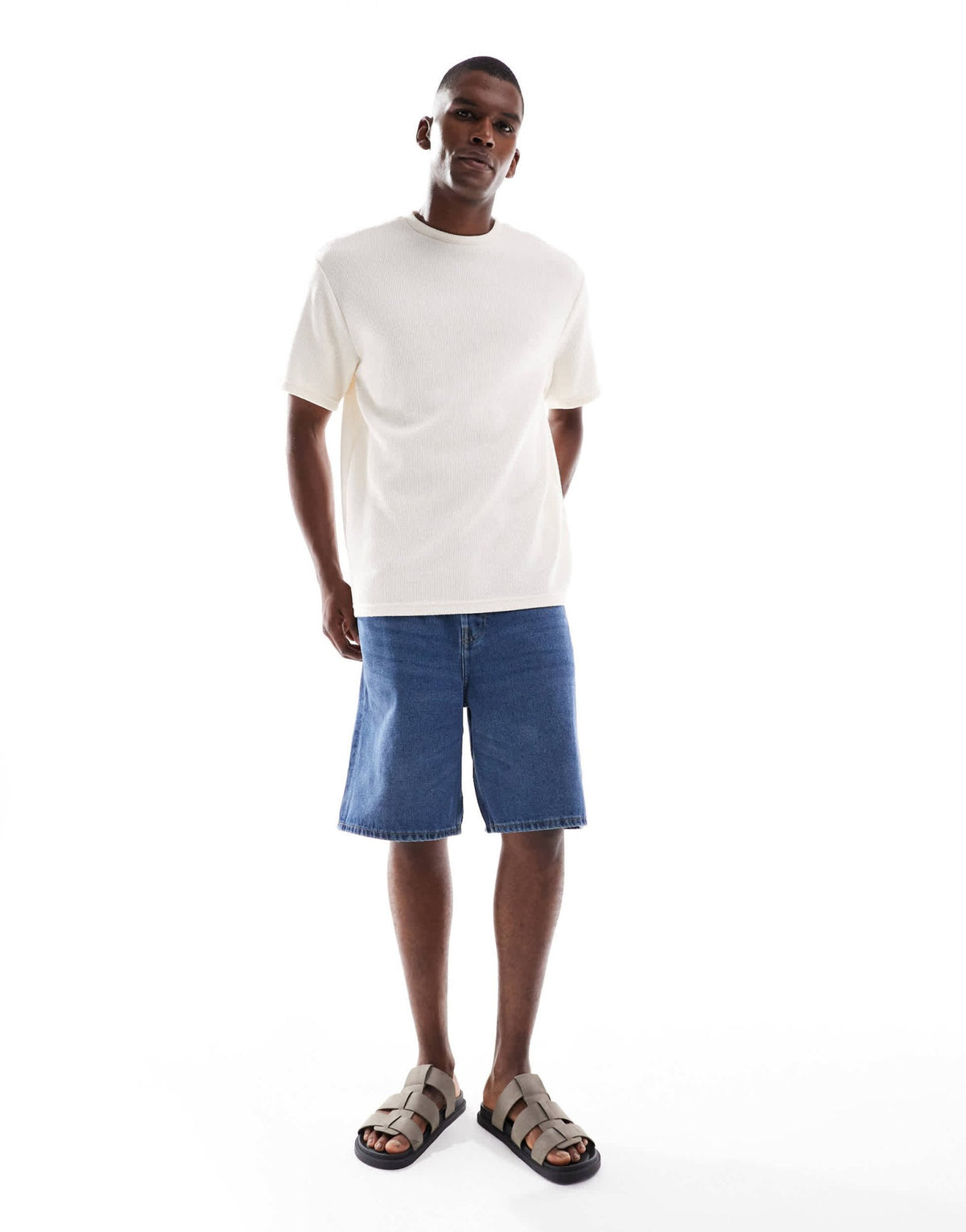 ONLY & SONS relaxed fit textured t-shirt in ecru - ASOS Sample Sale