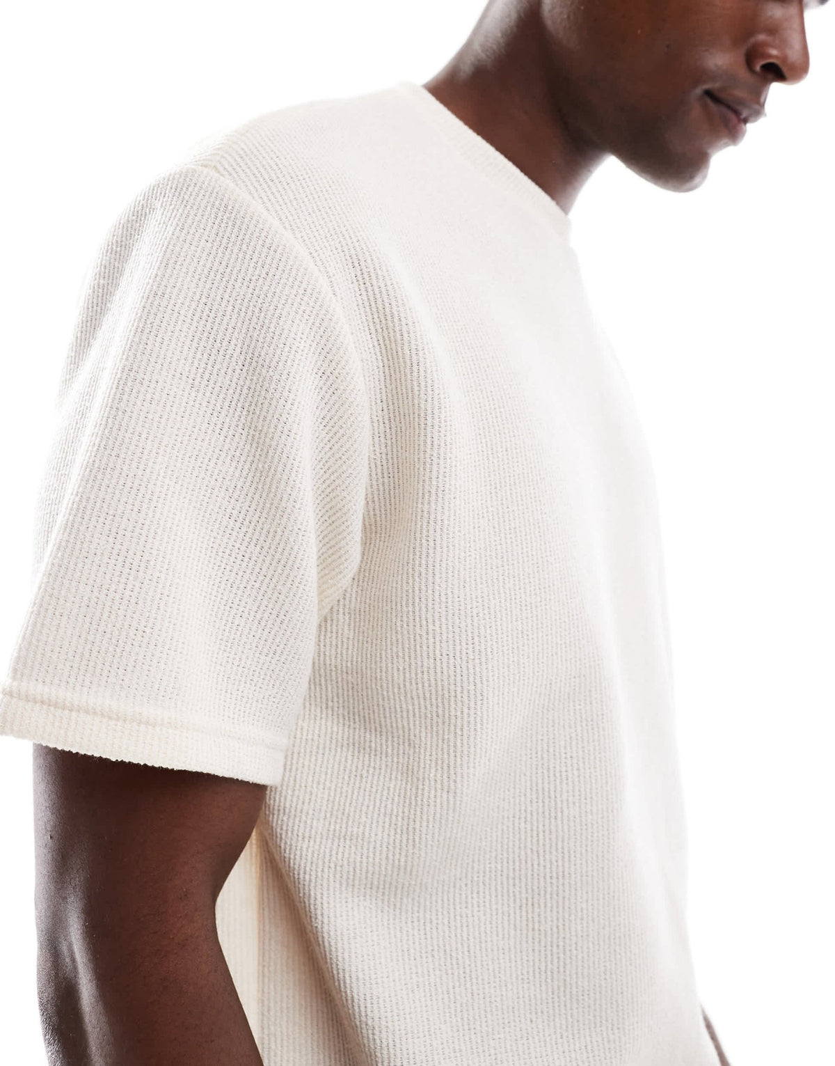ONLY & SONS relaxed fit textured t-shirt in ecru - ASOS Sample Sale