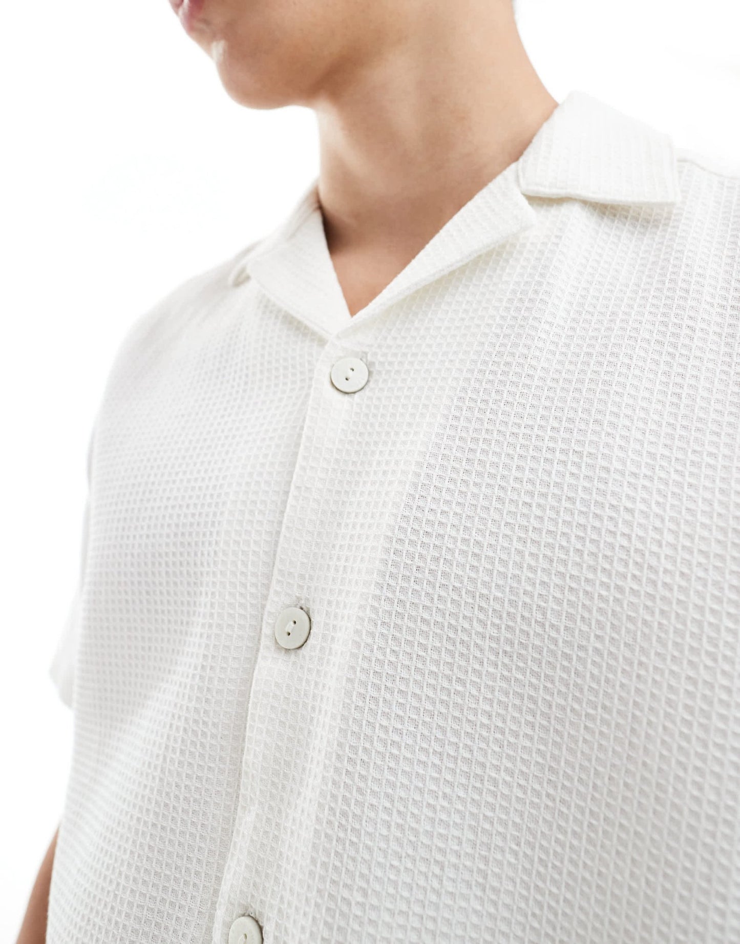 ONLY & SONS relaxed fit waffle shirt co-ord in ecru - ASOS Sample Sale
