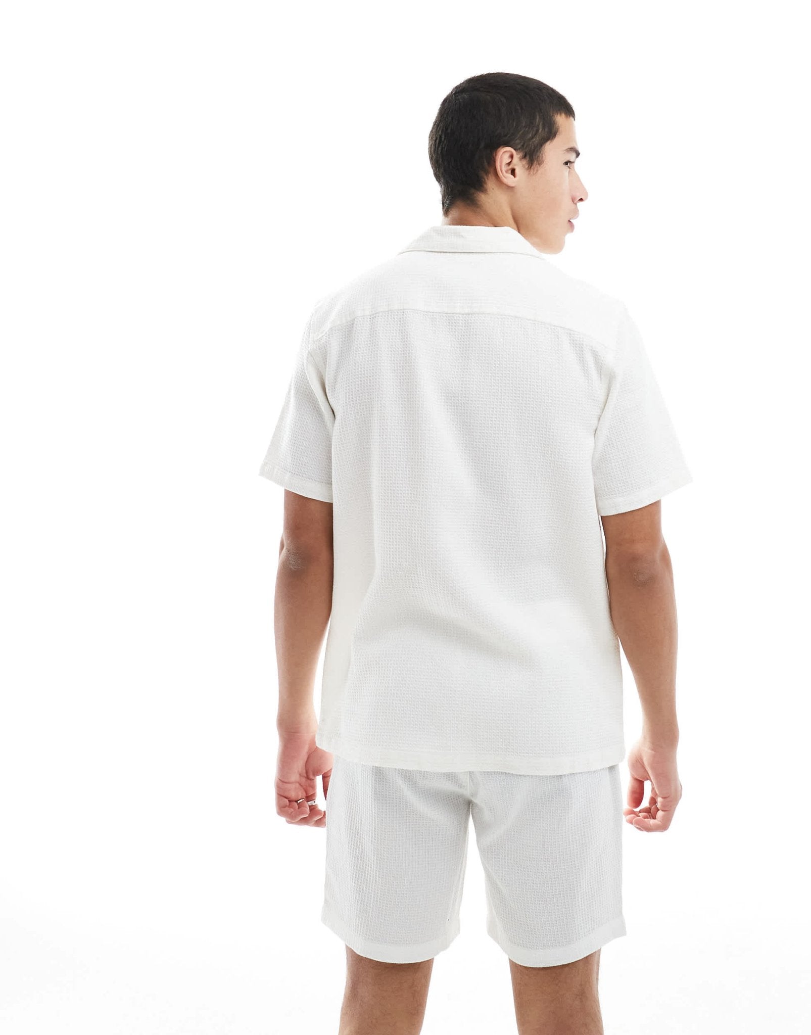 ONLY & SONS relaxed fit waffle shirt co-ord in ecru - ASOS Sample Sale