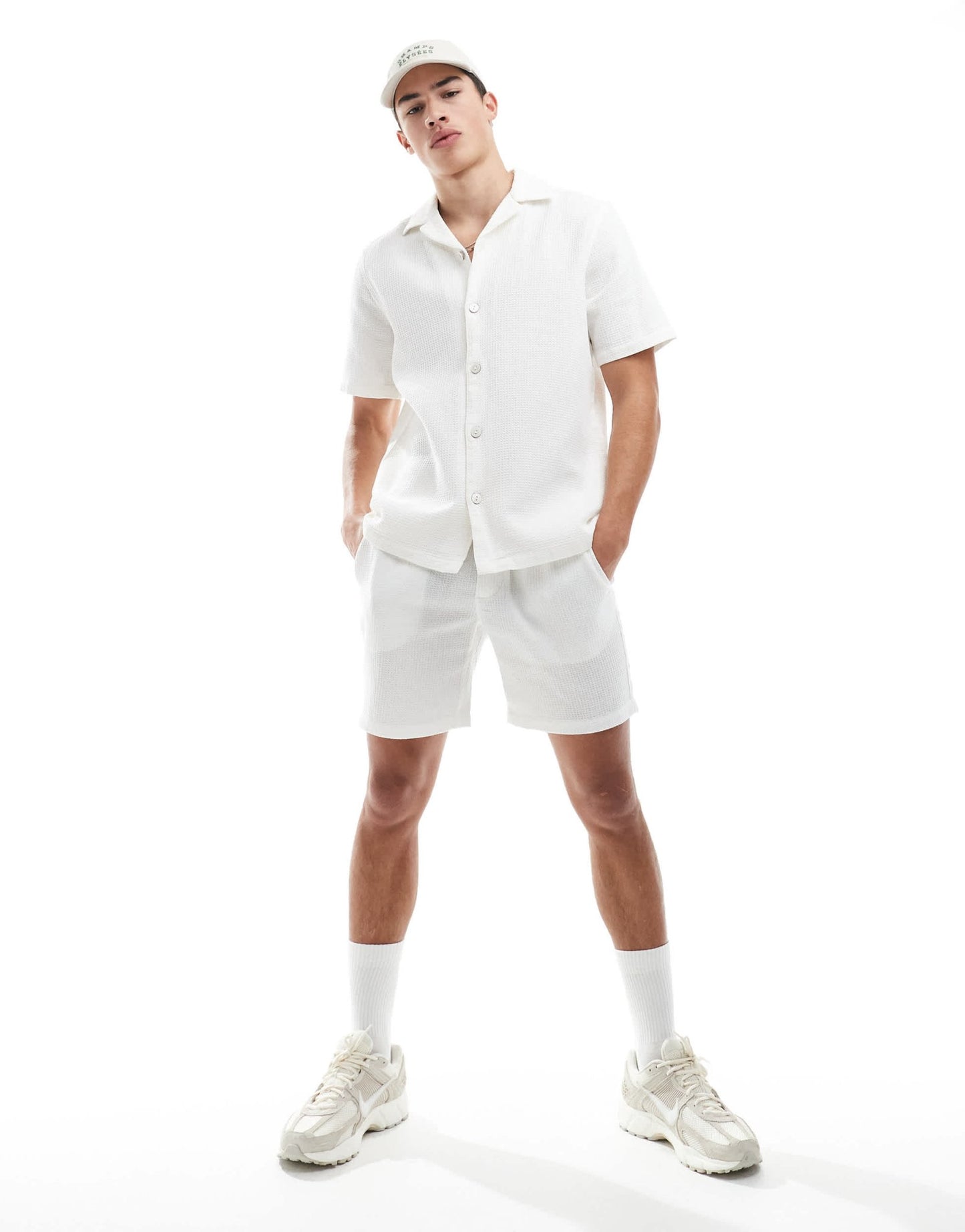 ONLY & SONS relaxed fit waffle shirt co-ord in ecru - ASOS Sample Sale