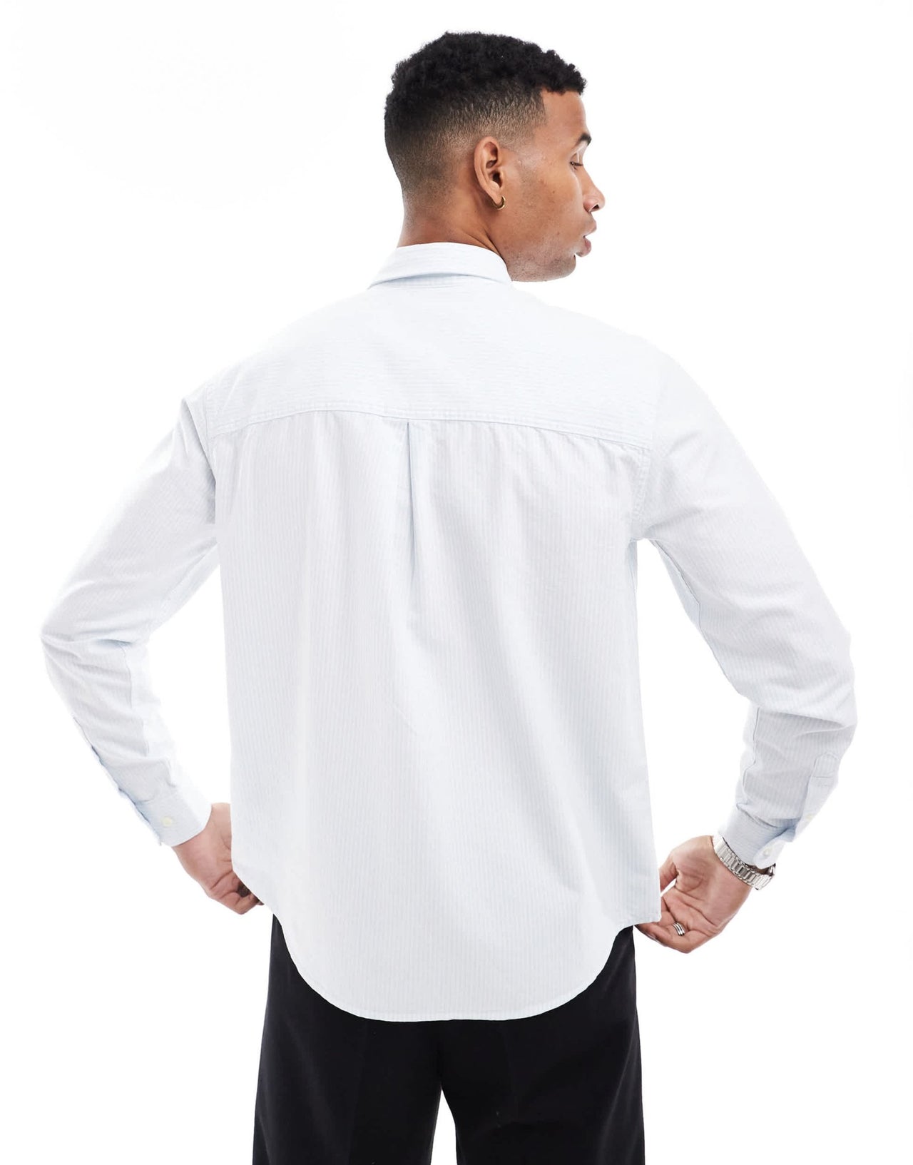 ONLY & SONS relaxed oxford shirt in white stripe - ASOS Sample Sale