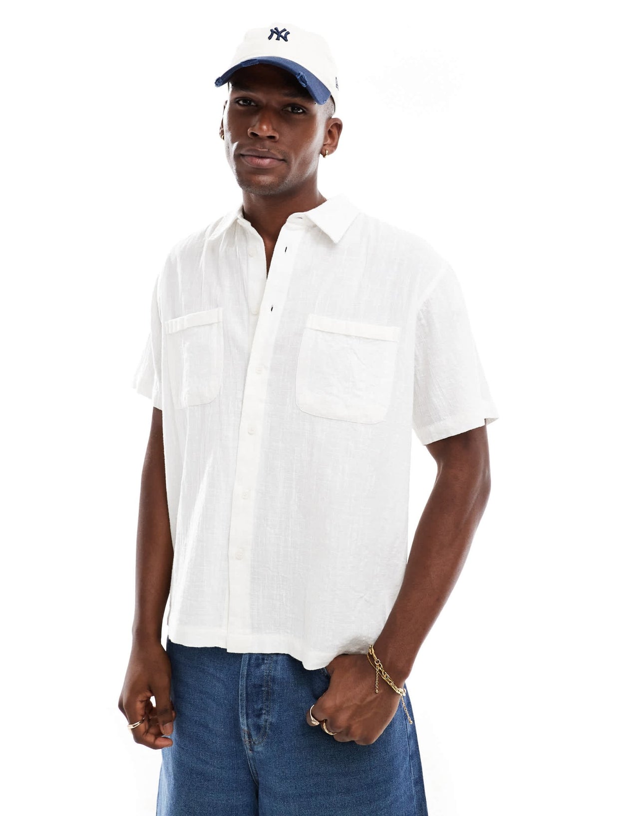 ONLY & SONS short sleeve resort collar shirt in white - ASOS Sample Sale