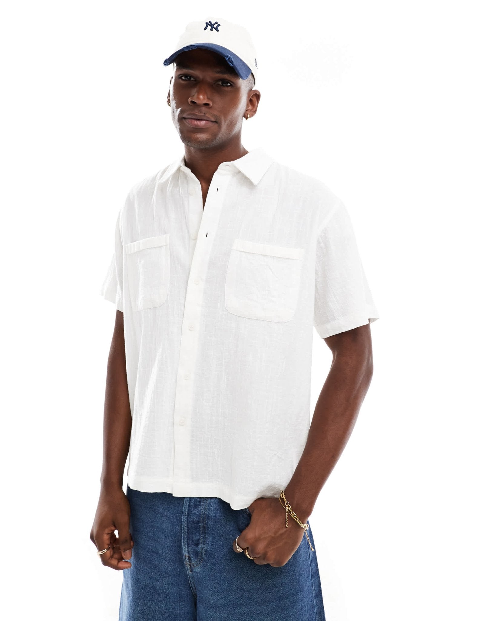 ONLY & SONS short sleeve resort collar shirt in white - ASOS Sample Sale