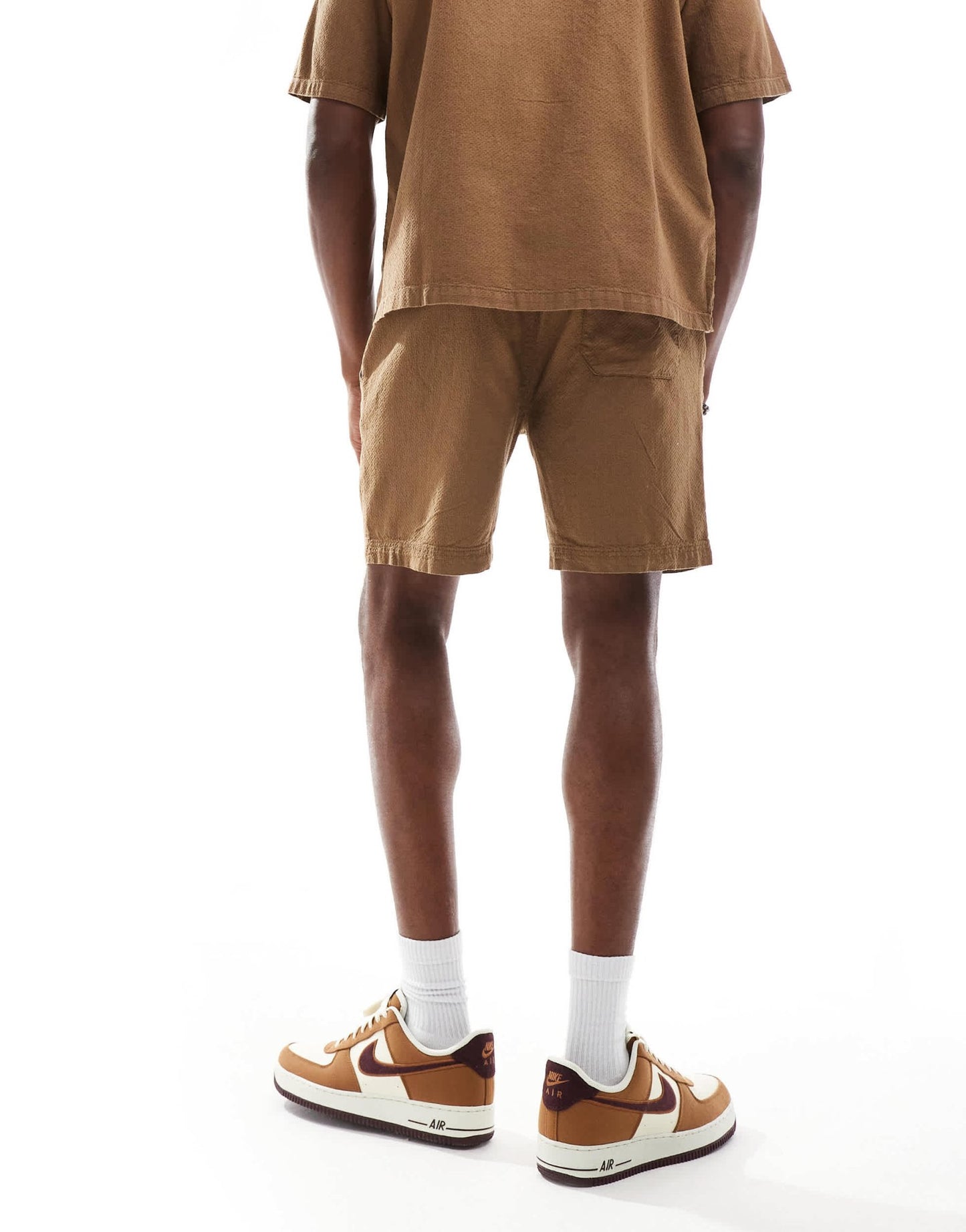 ONLY & SONS waffle texture short in chocolate brown - ASOS Sample Sale