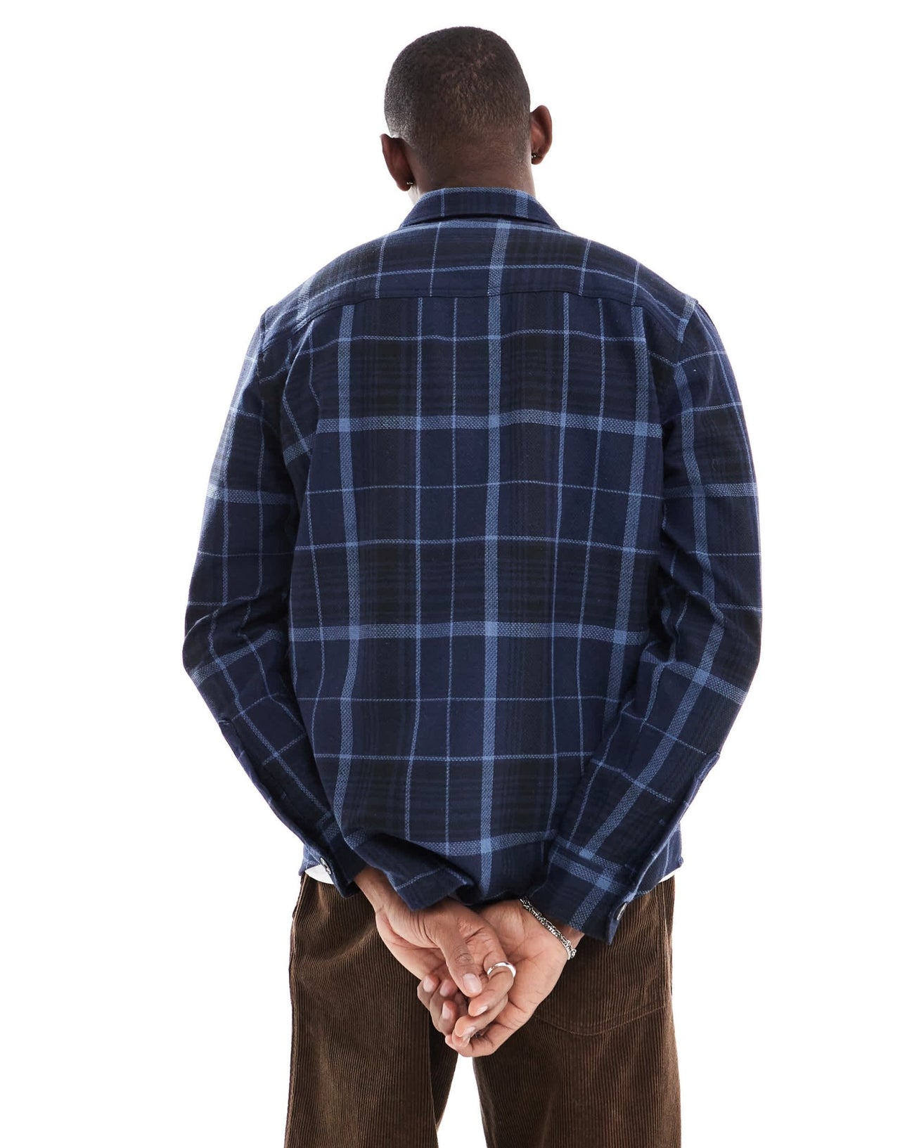 ONLY & SONS worker overshirt in navy check - ASOS Sample Sale