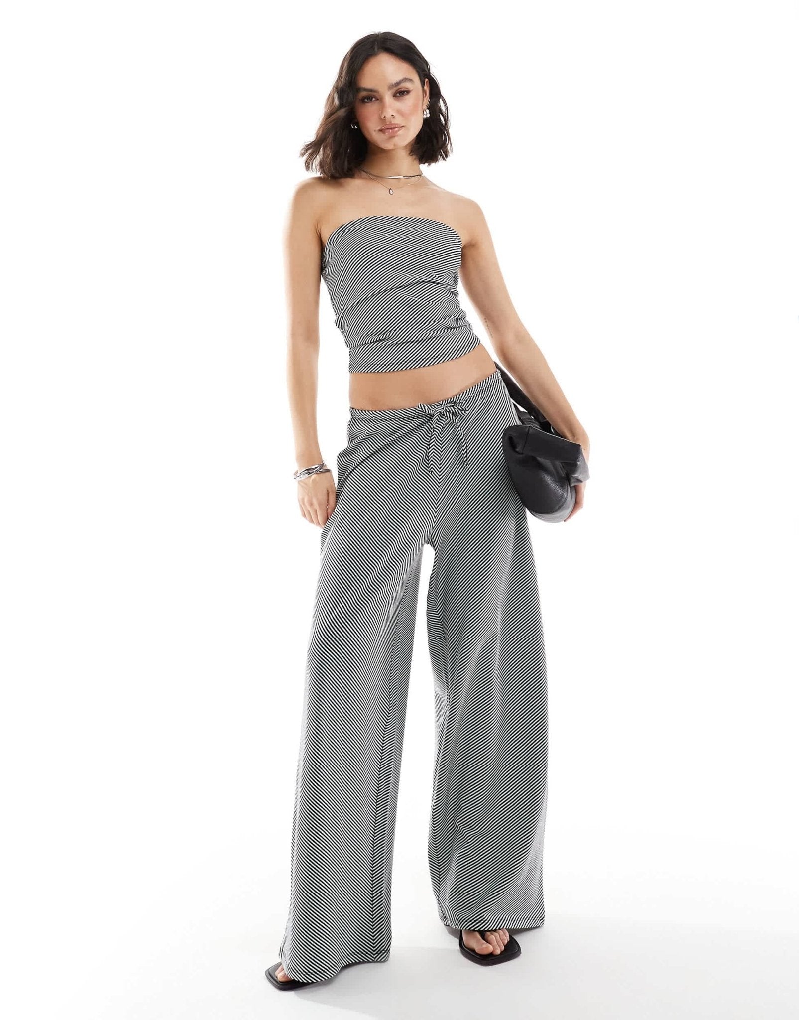 ONLY stripe bandeau top co - ord in black and white - ASOS Sample Sale