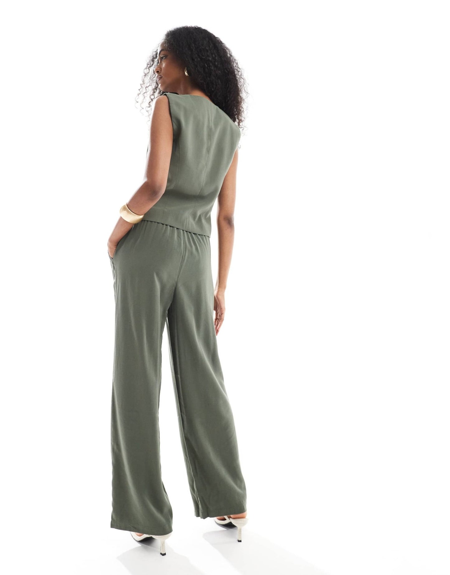 ONLY tailored twill pull on trousers co-ord in khaki - ASOS Sample Sale