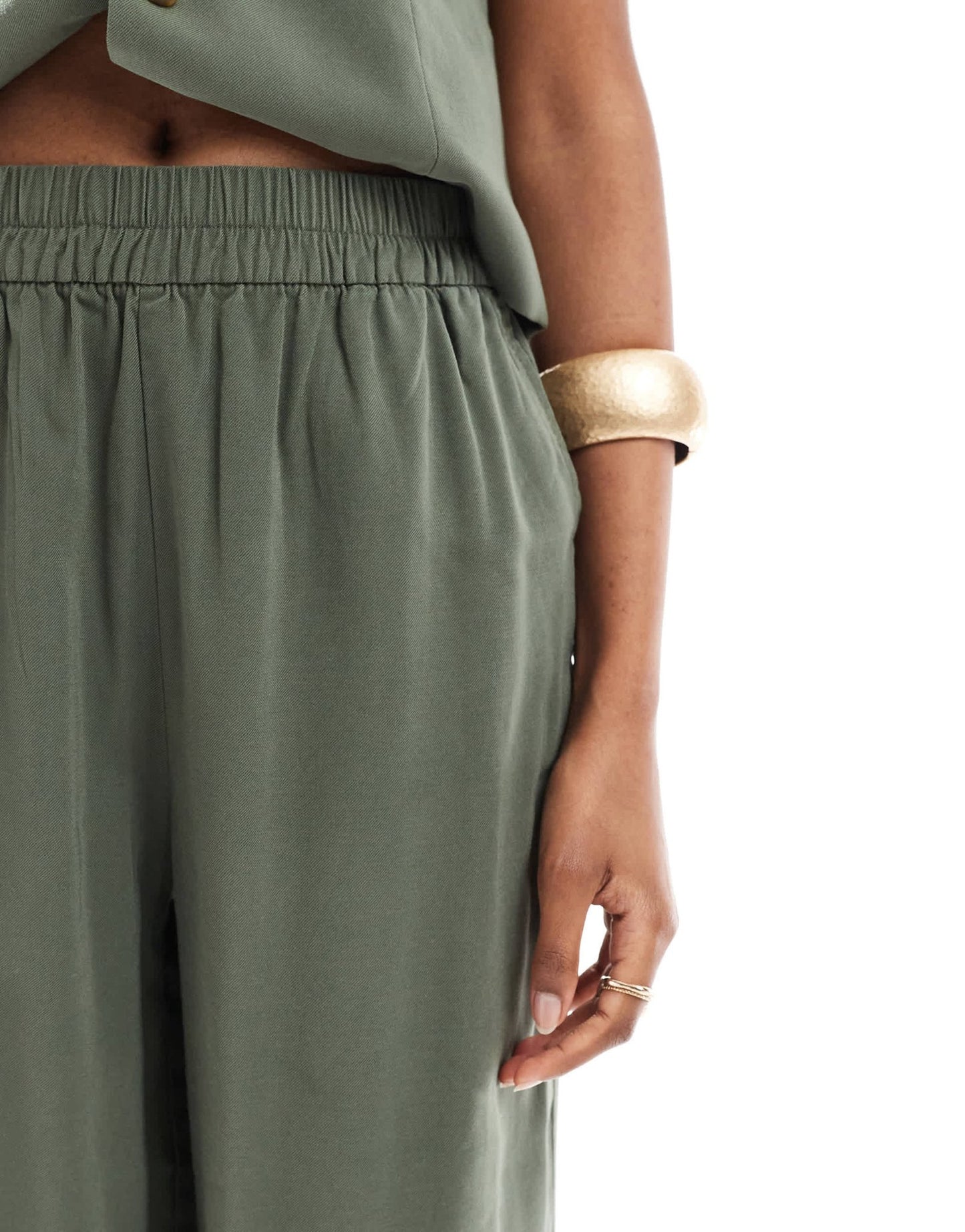 ONLY tailored twill pull on trousers co-ord in khaki - ASOS Sample Sale