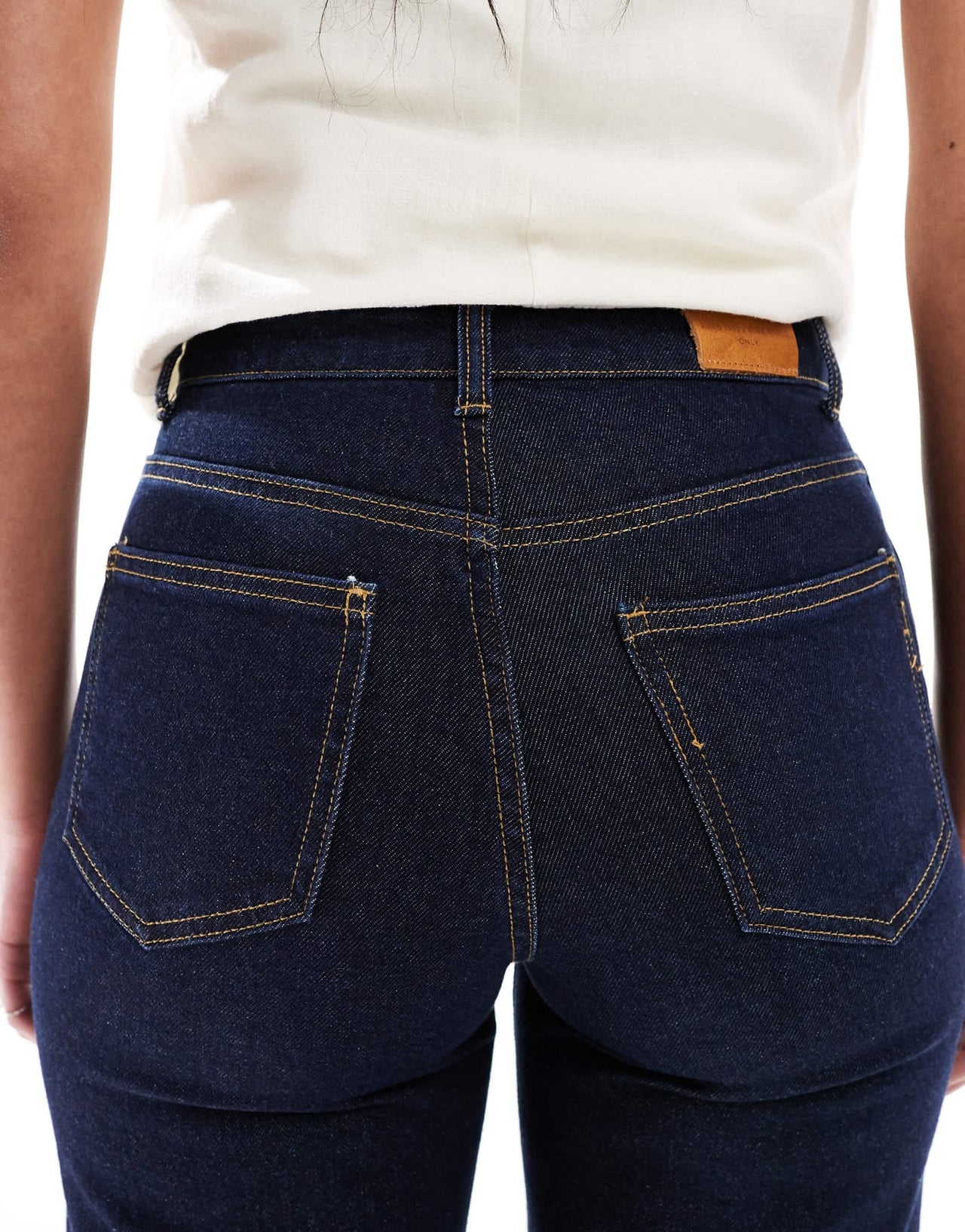 ONLY Tall cropped wide leg turn up hem jeans in indigo - ASOS Sample Sale