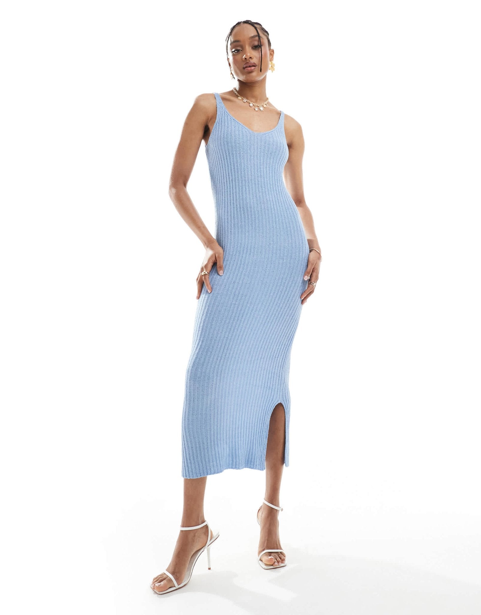 ONLY Tall knitted midaxi dress in light blue - ASOS Sample Sale