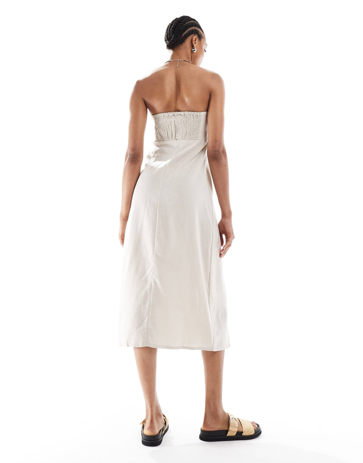 ONLY Tall linen mix bandeau midi dress in stone - ASOS Sample Sale