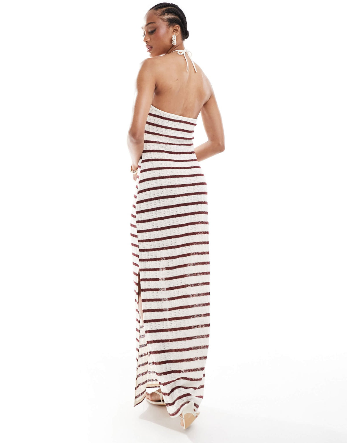 ONLY Tall open knit maxi dress with contrast trim in red stripes - ASOS Sample Sale