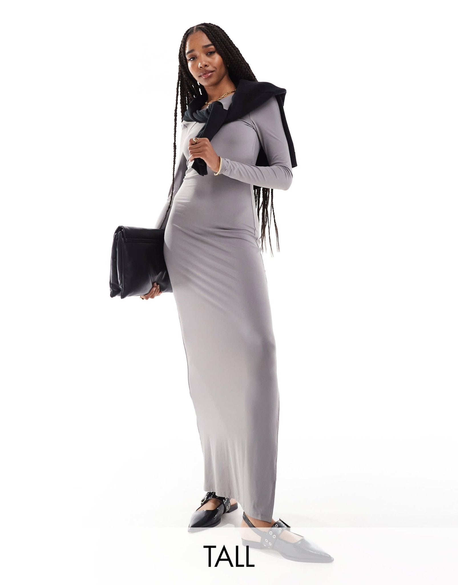 ONLY Tall slinky seamless maxi dress in light grey - ASOS Sample Sale
