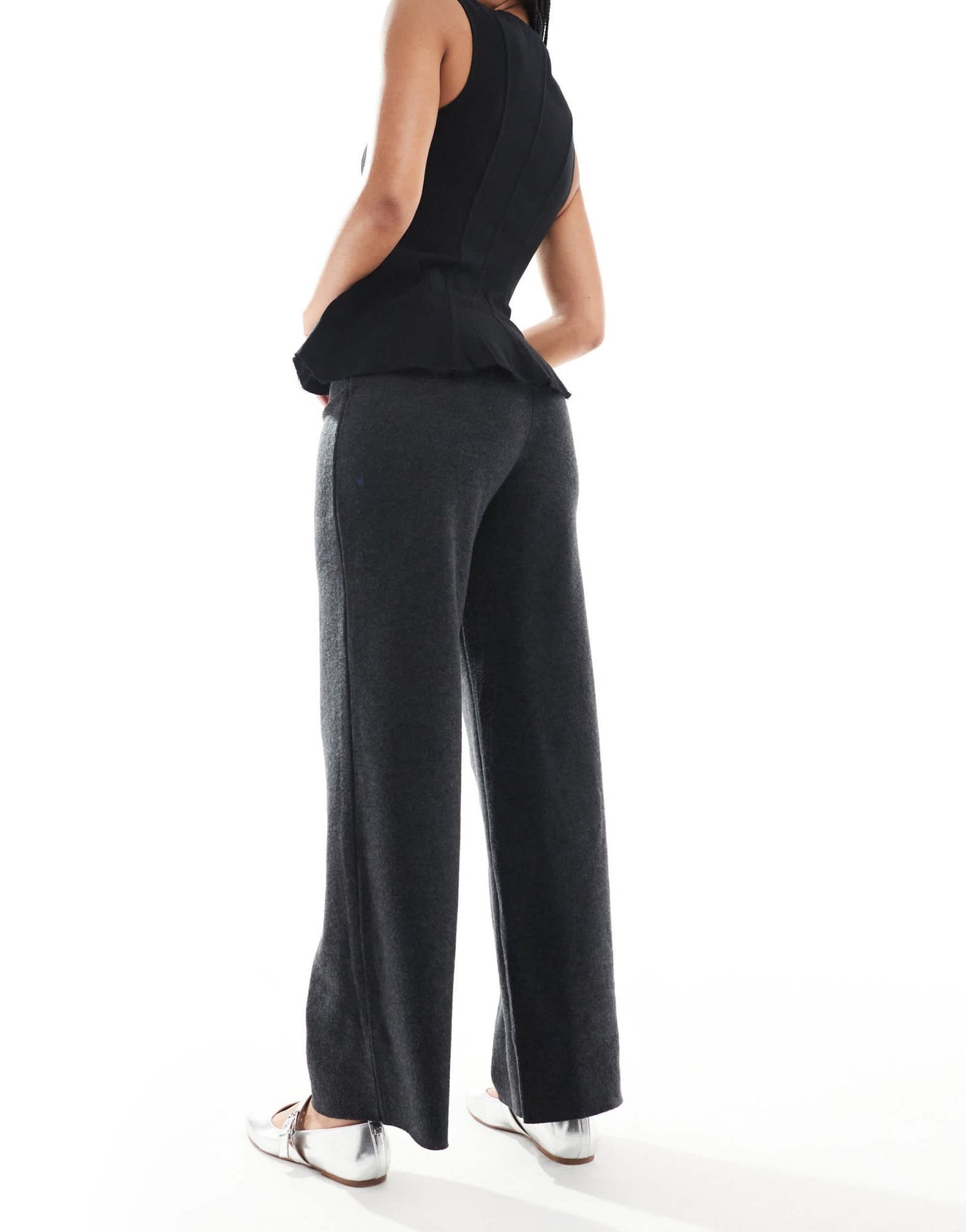 ONLY Tall soft texture loose fit trousers in dark grey - ASOS Sample Sale
