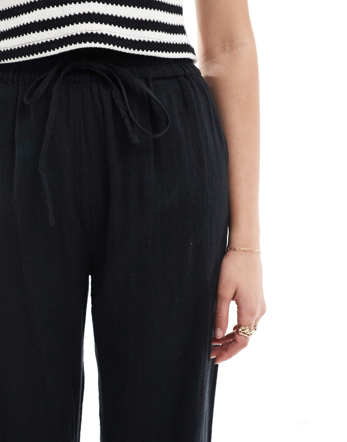 ONLY Tall wide leg linen look trousers in black - ASOS Sample Sale