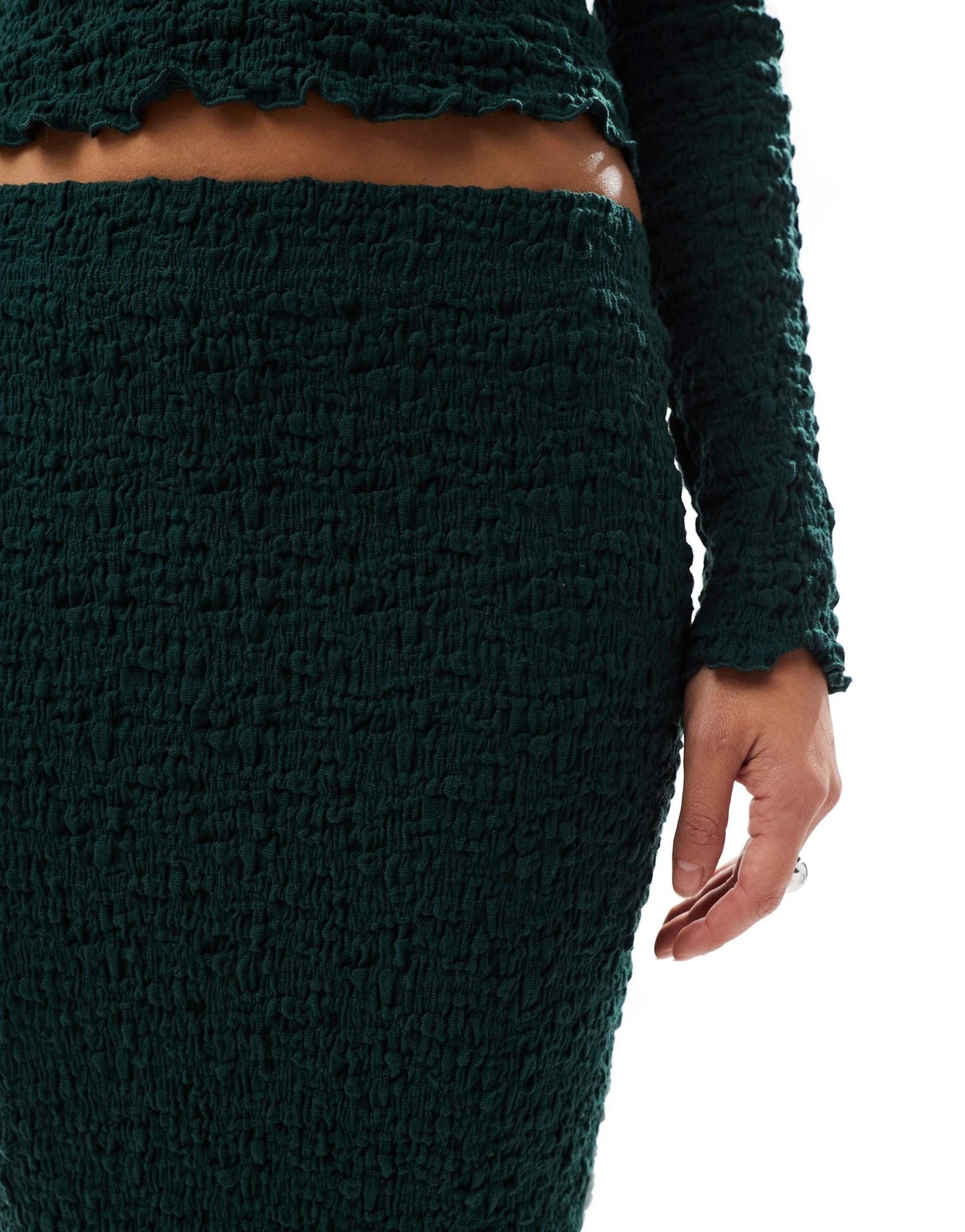 ONLY textured maxi skirt co - ord in emerald green - ASOS Sample Sale