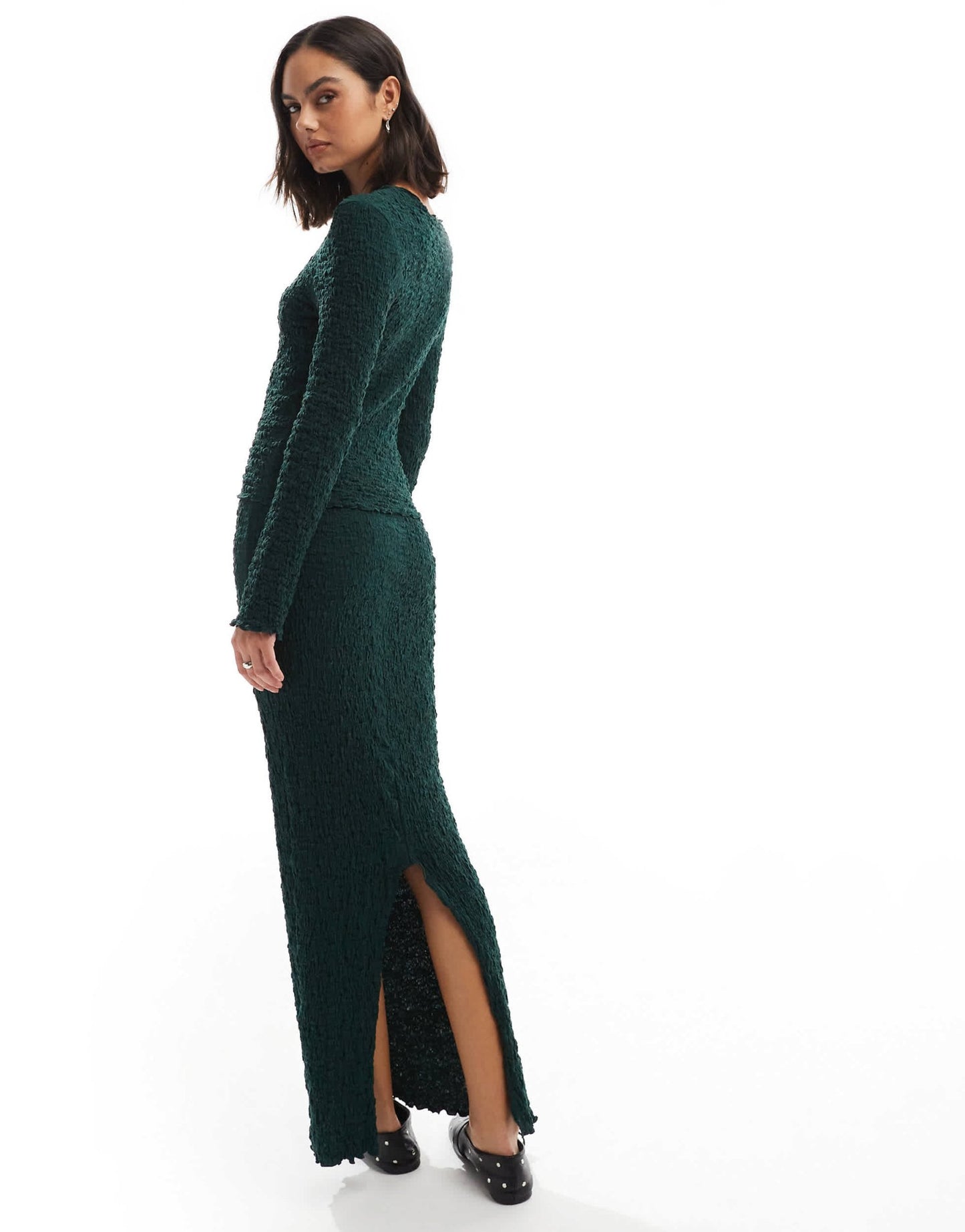 ONLY textured maxi skirt co - ord in emerald green - ASOS Sample Sale